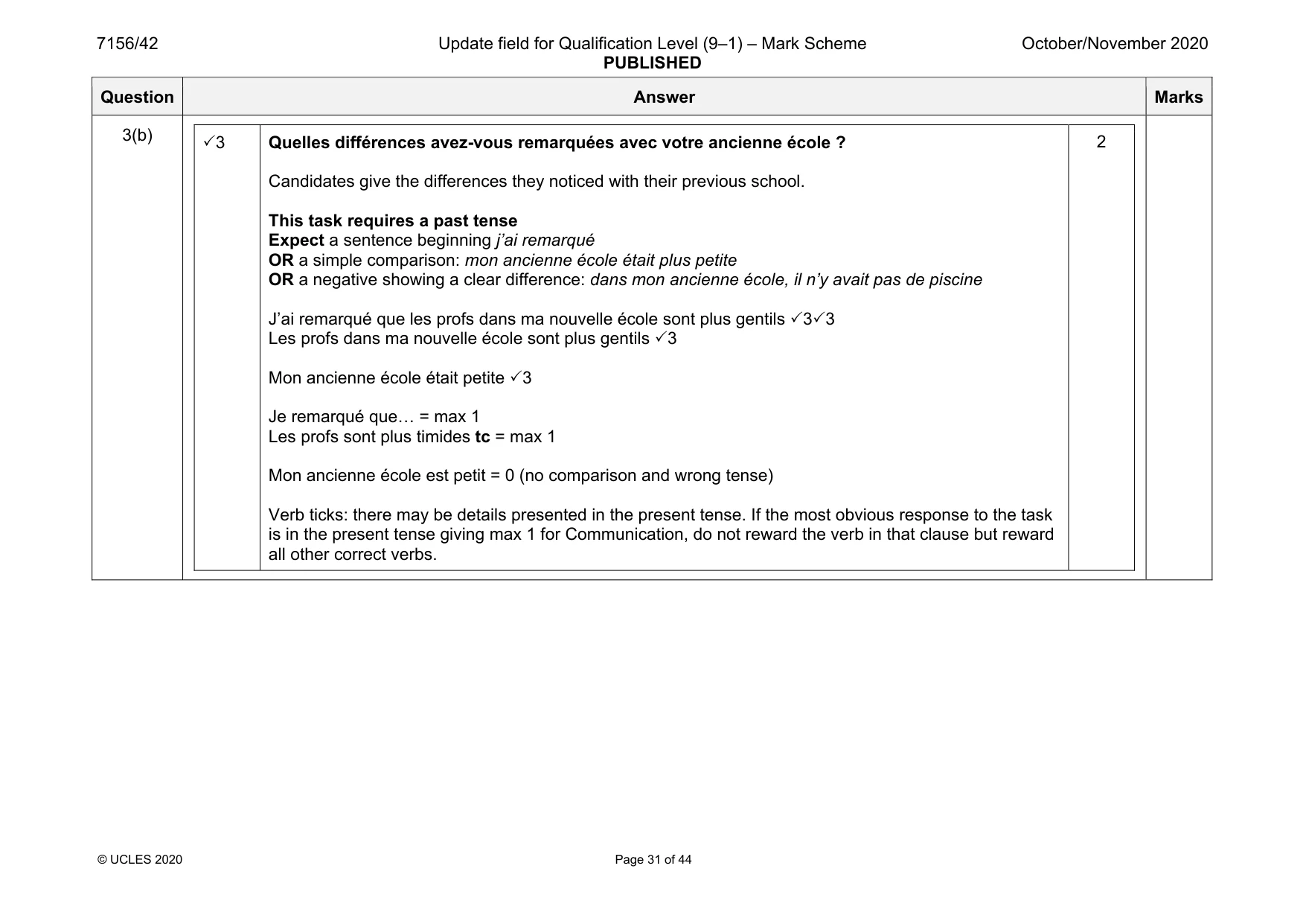 Mark scheme, page 31 of 44