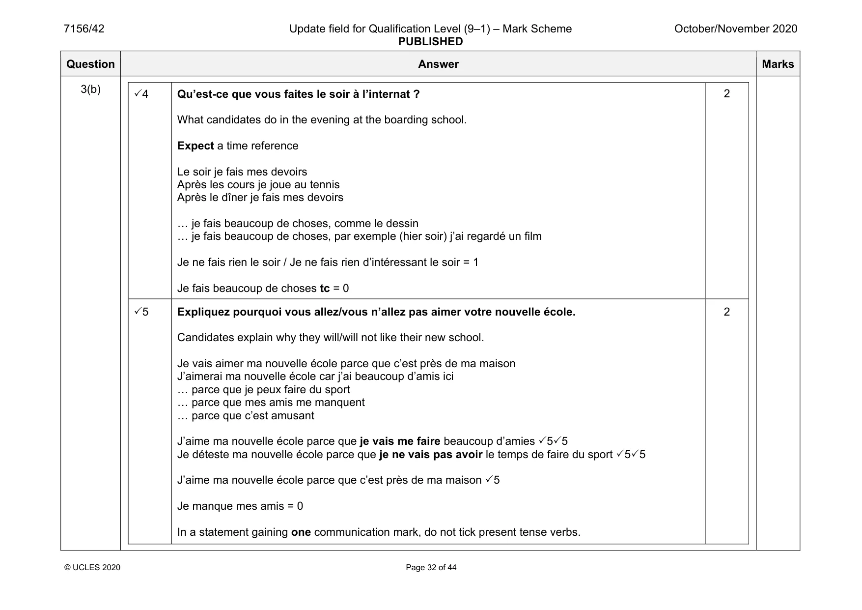 Mark scheme, page 32 of 44