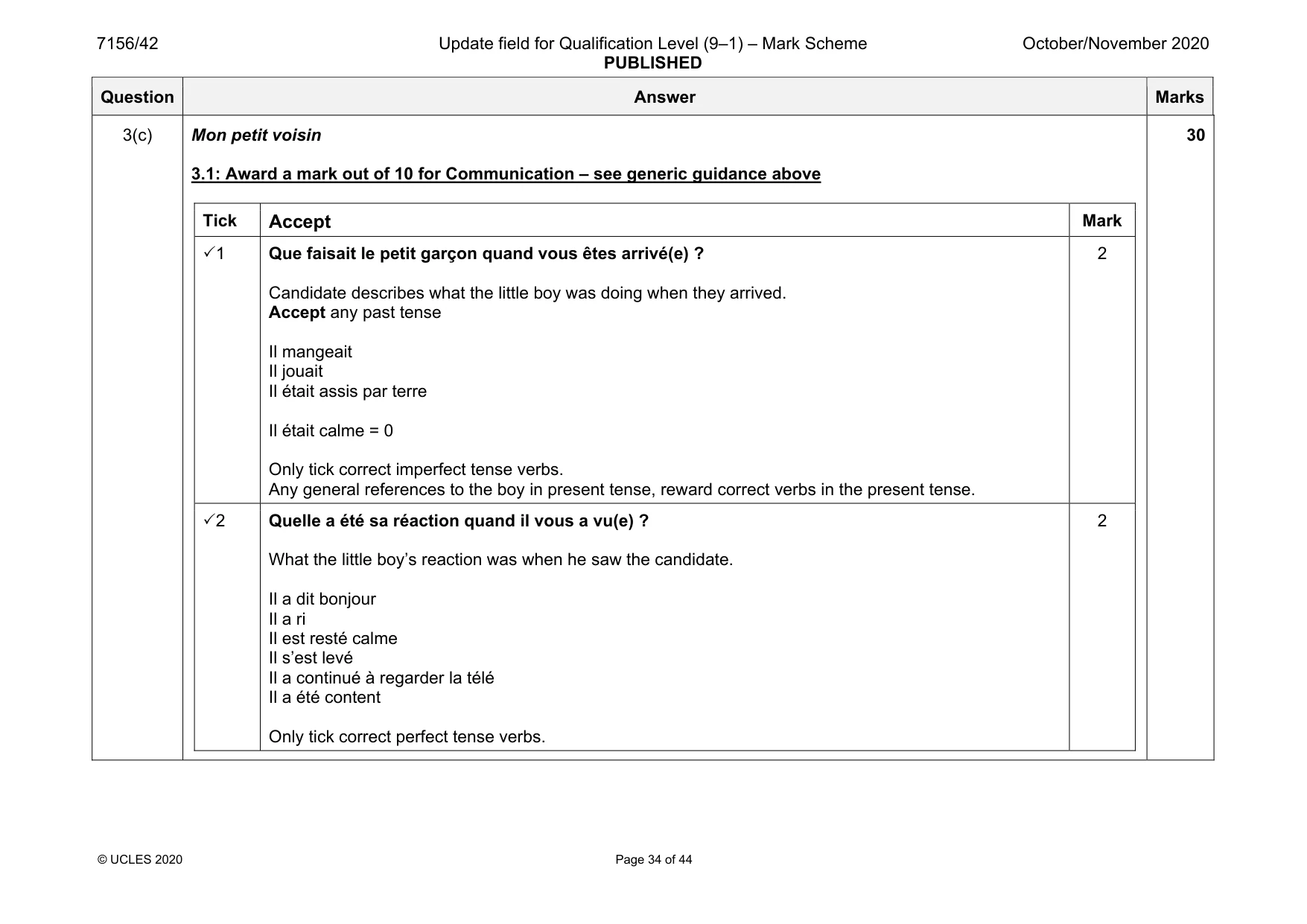Mark scheme, page 34 of 44