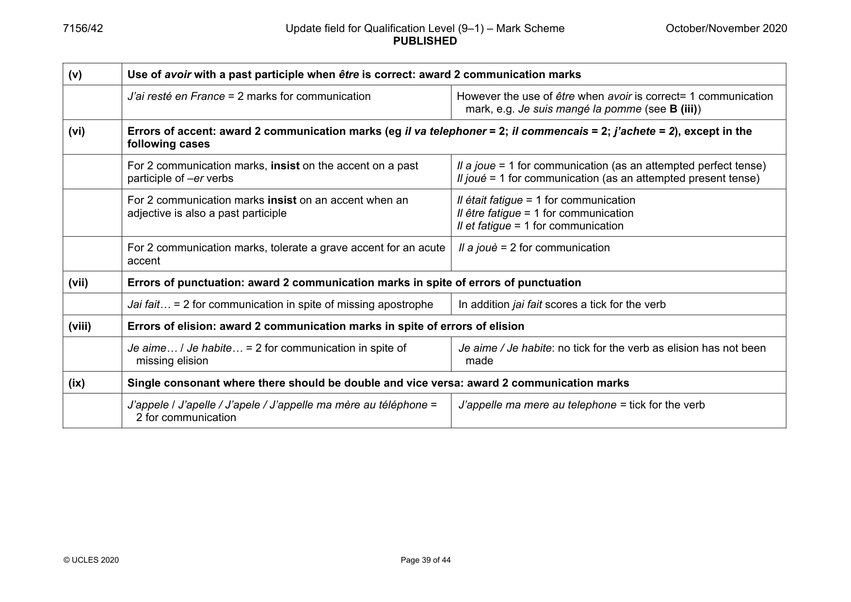 Mark scheme, page 39 of 44