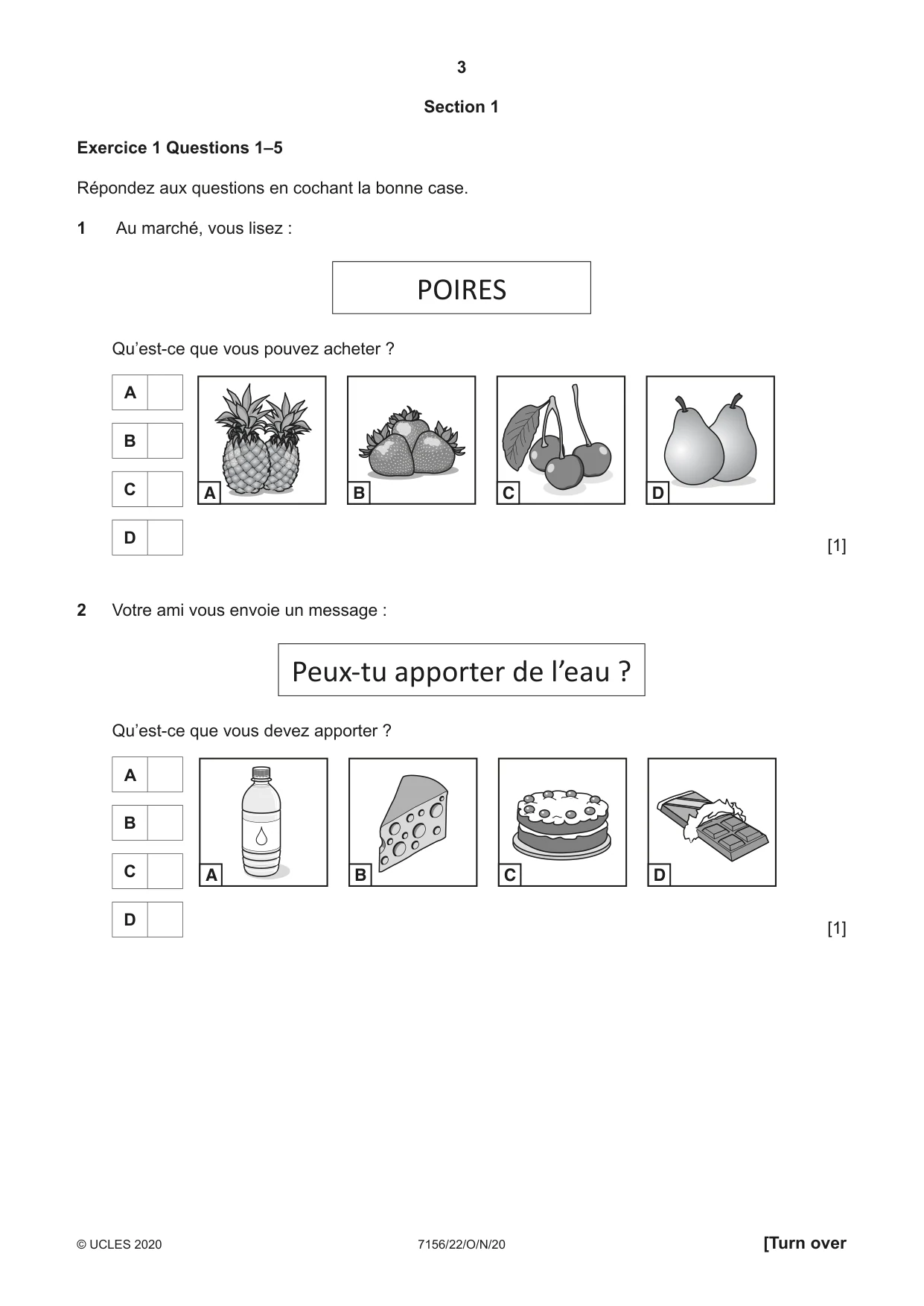 Cambridge IGCSE French (9-1) 7156 2020 Oct/Nov Paper 2 · Variant 2 question paper, page 3 of 16