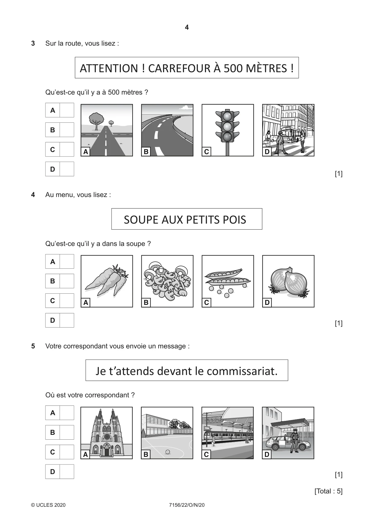Cambridge IGCSE French (9-1) 7156 2020 Oct/Nov Paper 2 · Variant 2 question paper, page 4 of 16