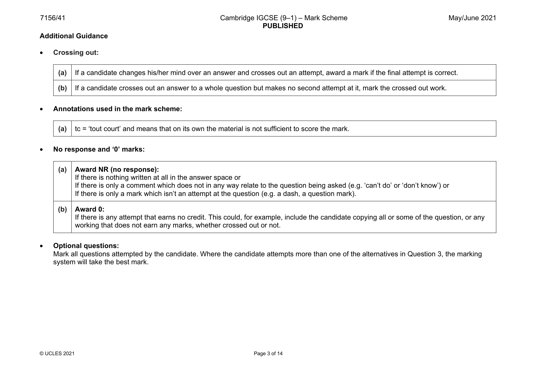 Mark scheme, page 3 of 14