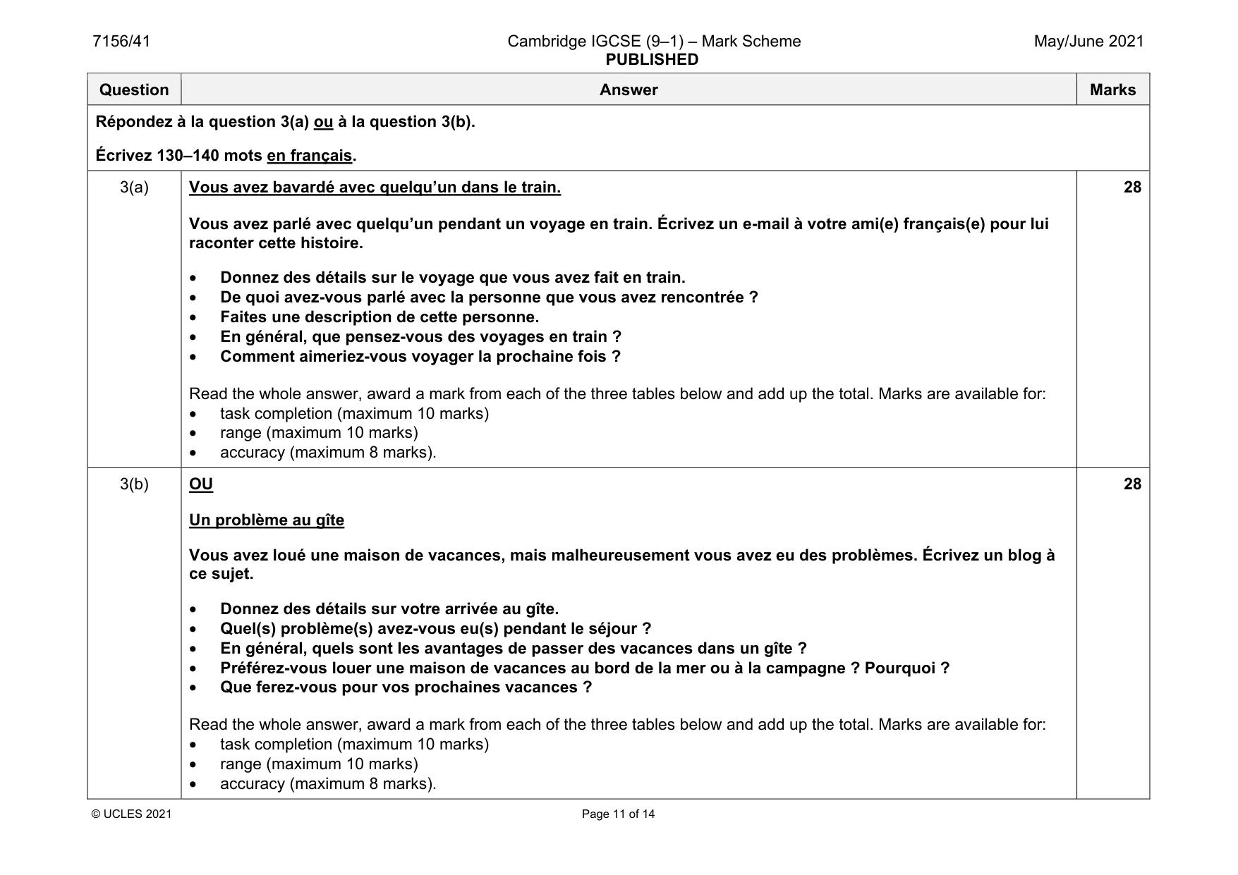 Mark scheme, page 11 of 14