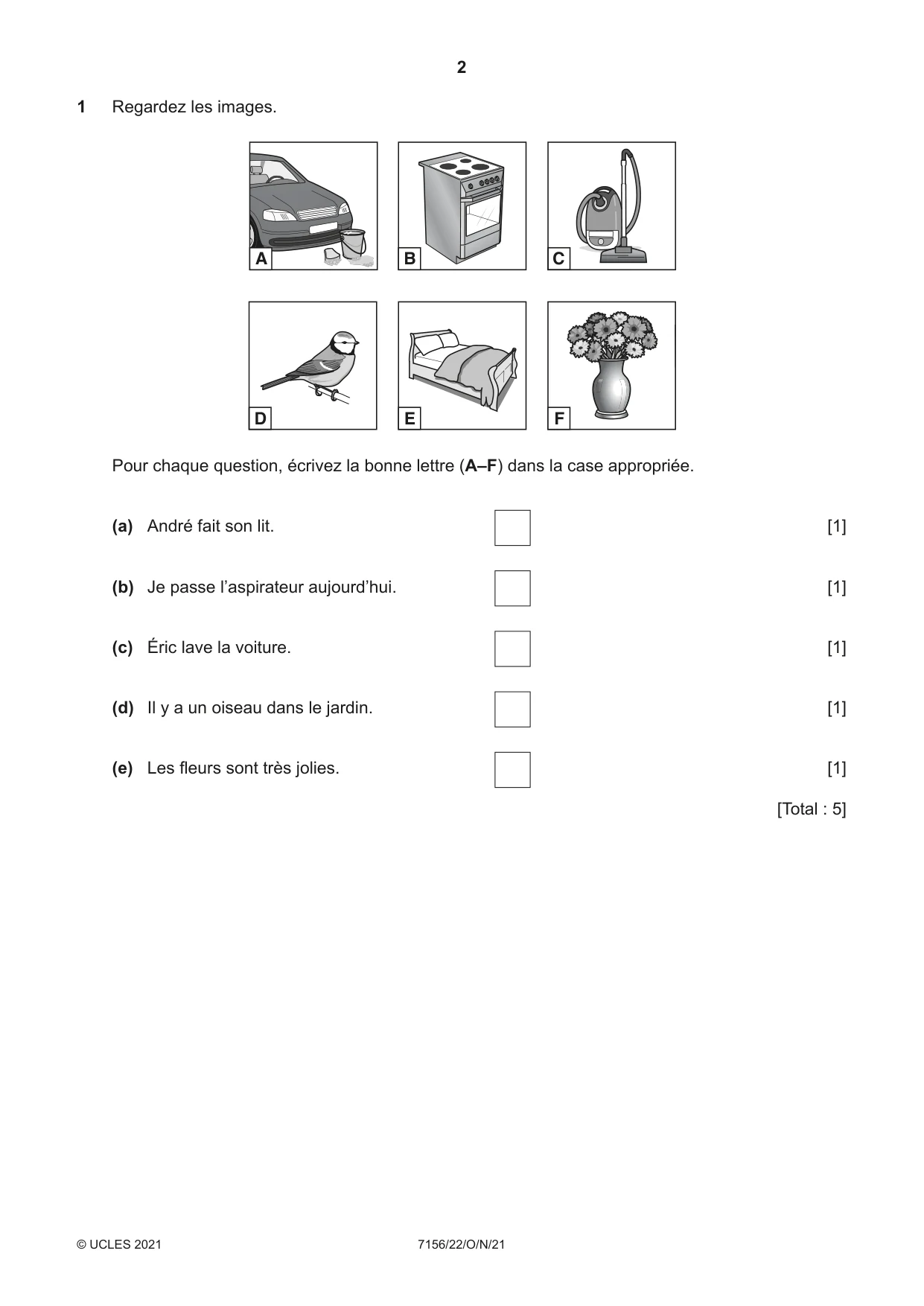 Cambridge IGCSE French (9-1) 7156 2021 Oct/Nov Paper 2 · Variant 2 question paper, page 2 of 12