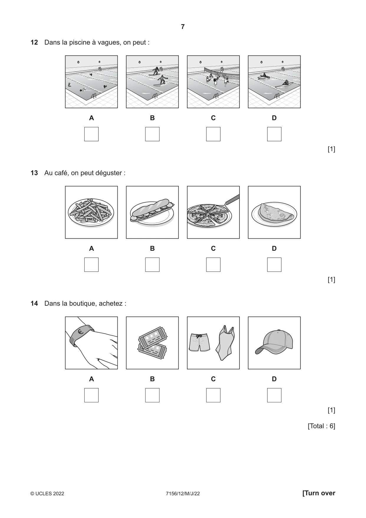 Cambridge IGCSE French (9-1) 7156 2022 May/June Paper 1 · Variant 2 question paper, page 7 of 16
