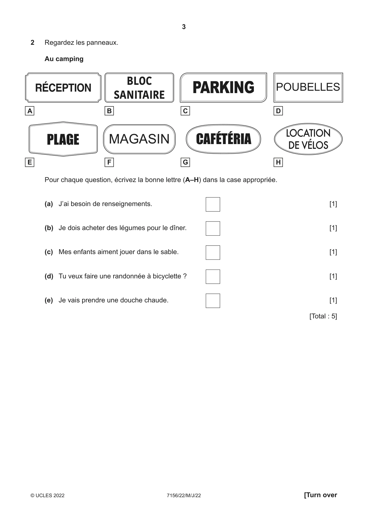 Cambridge IGCSE French (9-1) 7156 2022 May/June Paper 2 · Variant 2 question paper, page 3 of 12