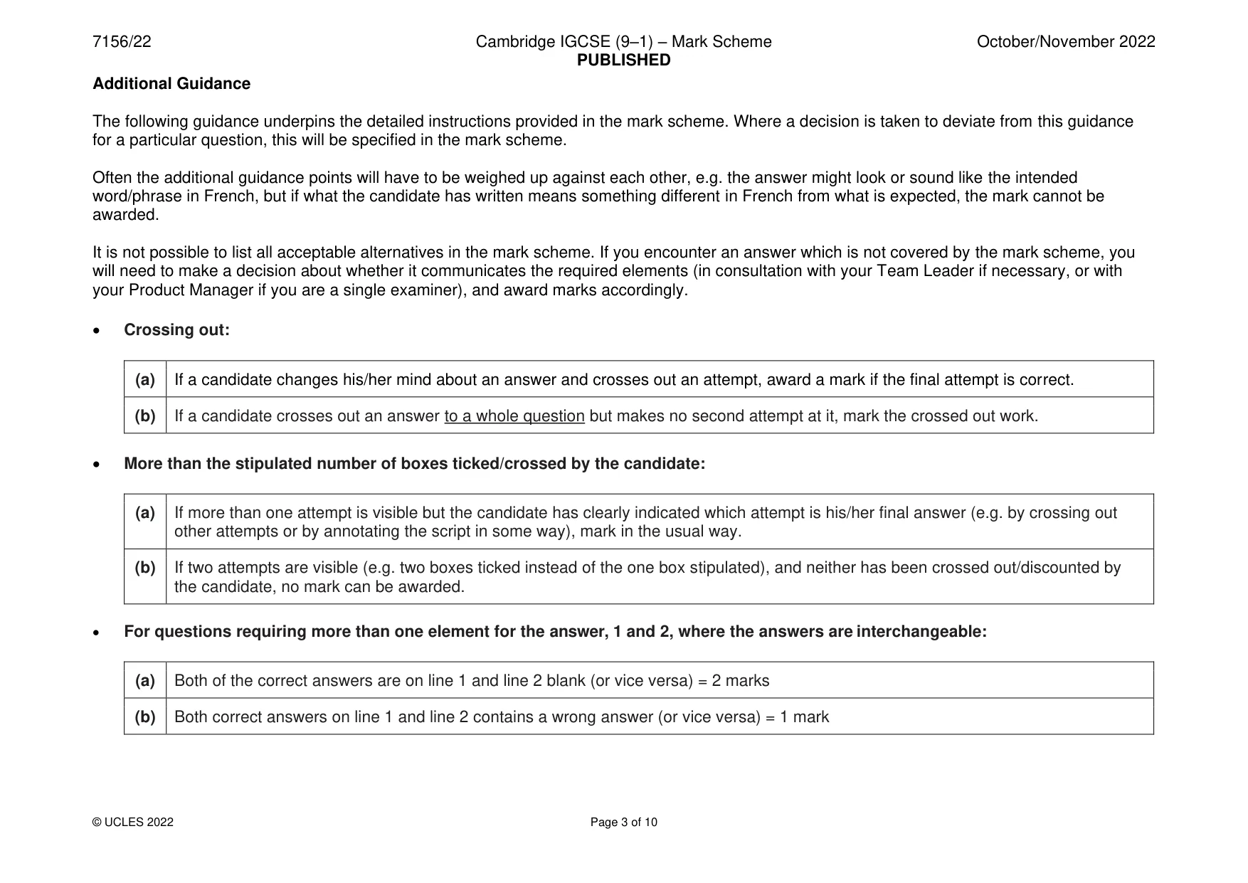Mark scheme, page 3 of 10