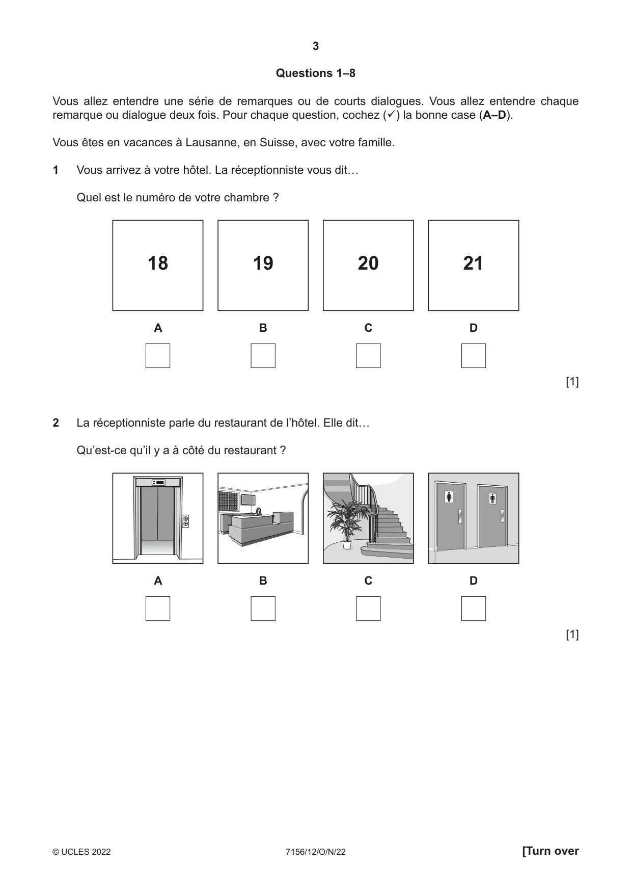 Cambridge IGCSE French (9-1) 7156 2022 Oct/Nov Paper 1 · Variant 2 question paper, page 3 of 16