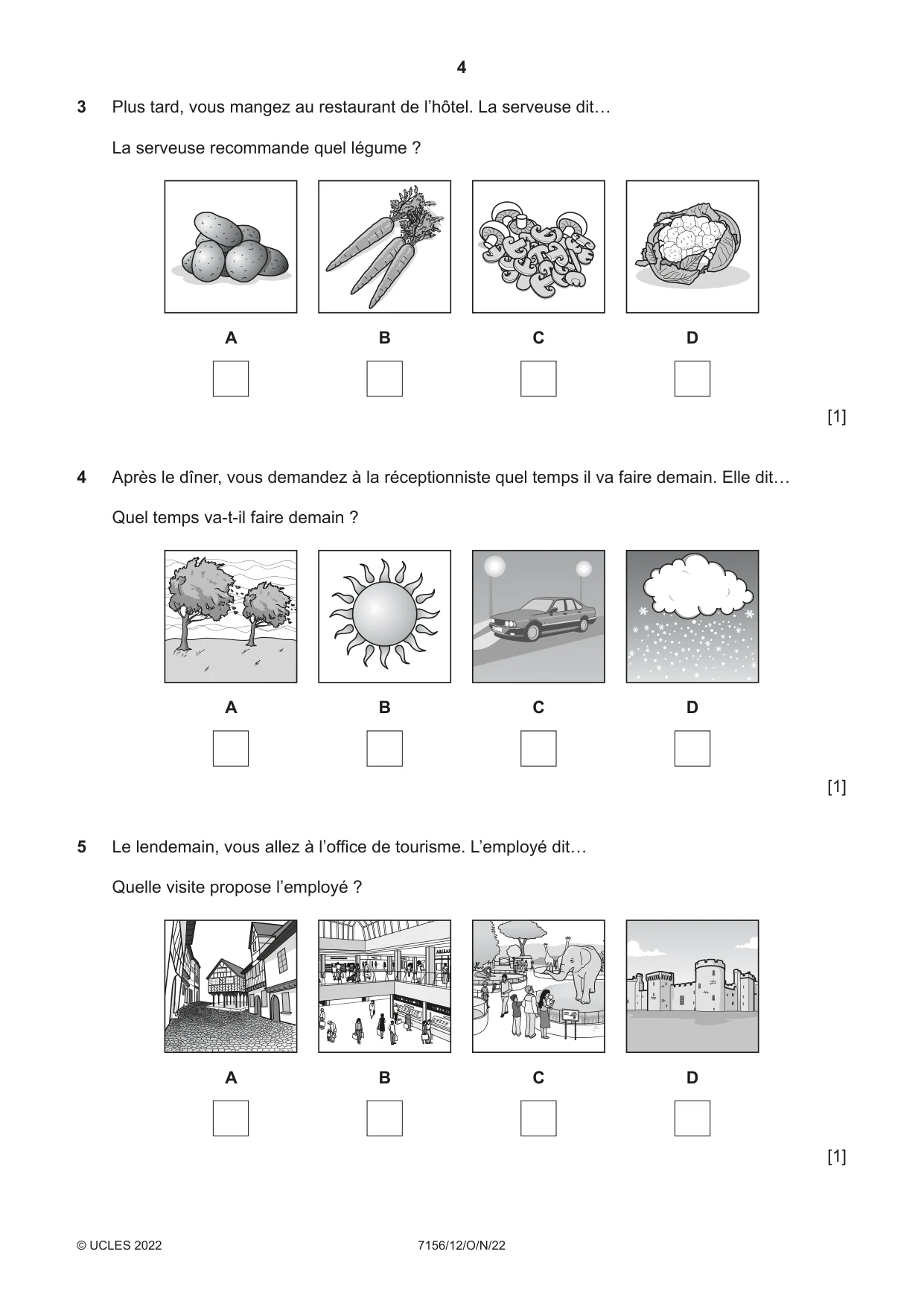 Cambridge IGCSE French (9-1) 7156 2022 Oct/Nov Paper 1 · Variant 2 question paper, page 4 of 16