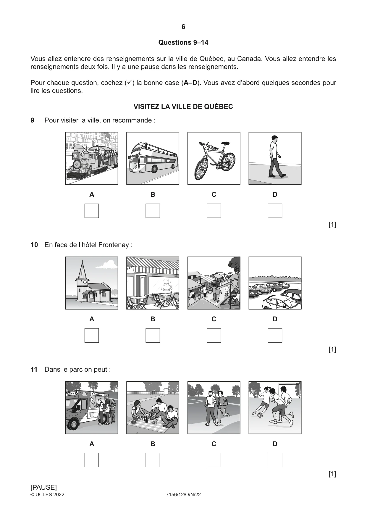 Cambridge IGCSE French (9-1) 7156 2022 Oct/Nov Paper 1 · Variant 2 question paper, page 6 of 16
