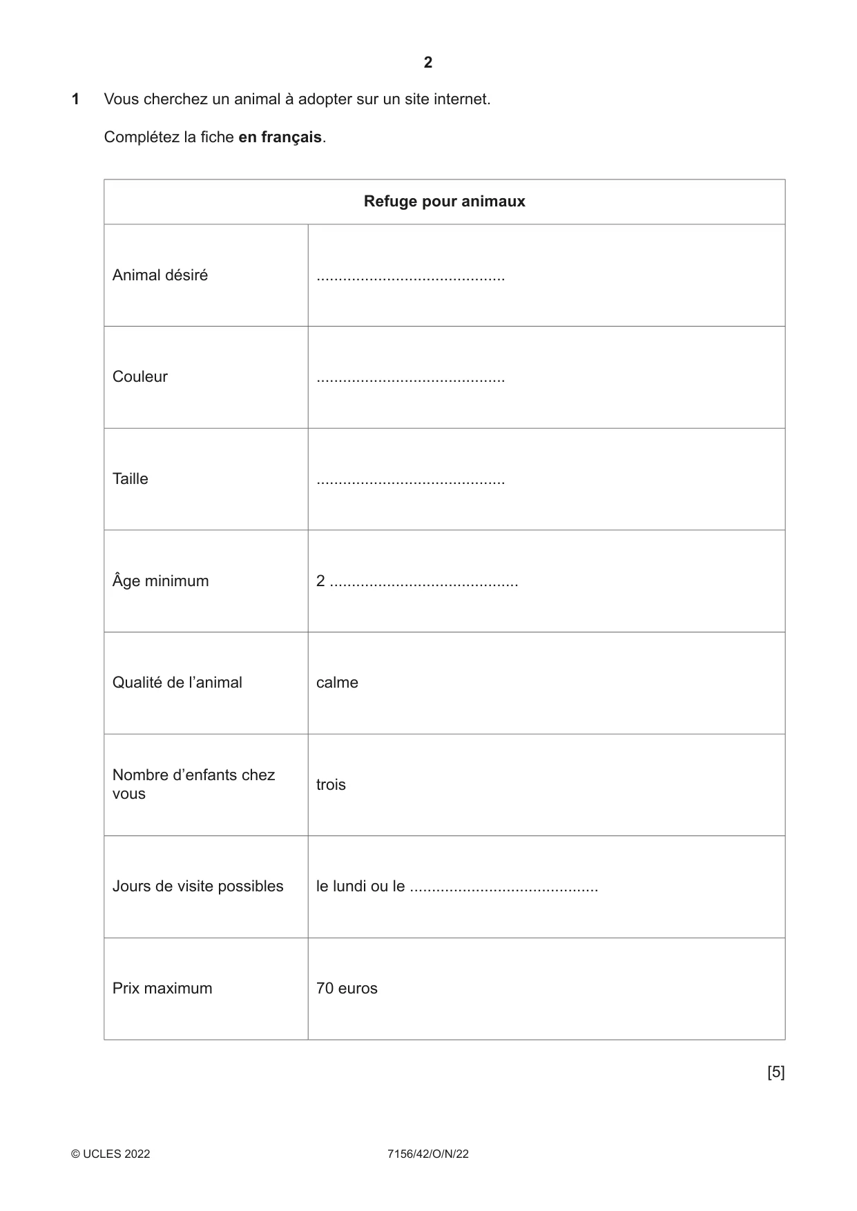 Cambridge IGCSE French (9-1) 7156 2022 Oct/Nov Paper 4 · Variant 2 question paper, page 2 of 8