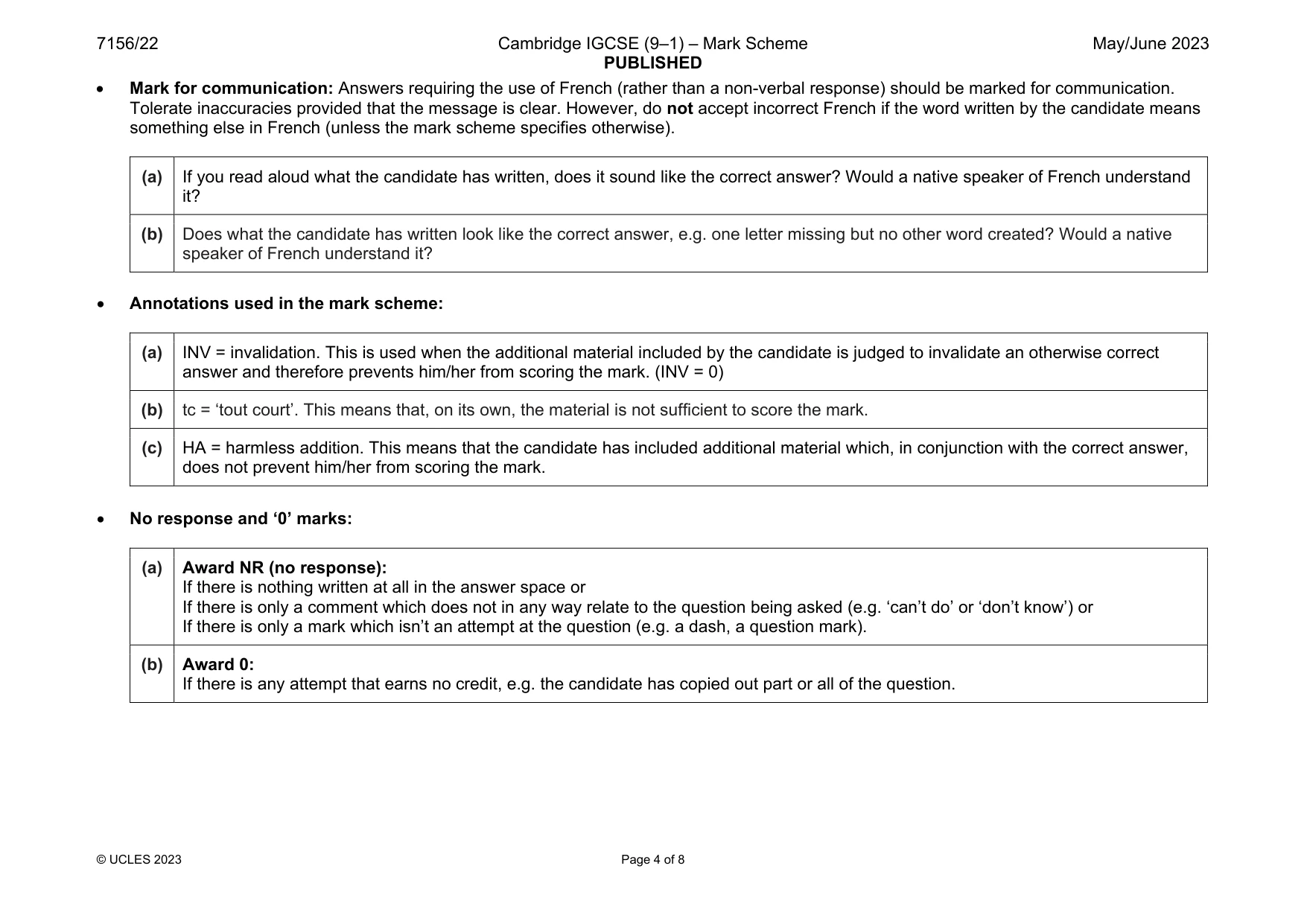 Mark scheme, page 4 of 8