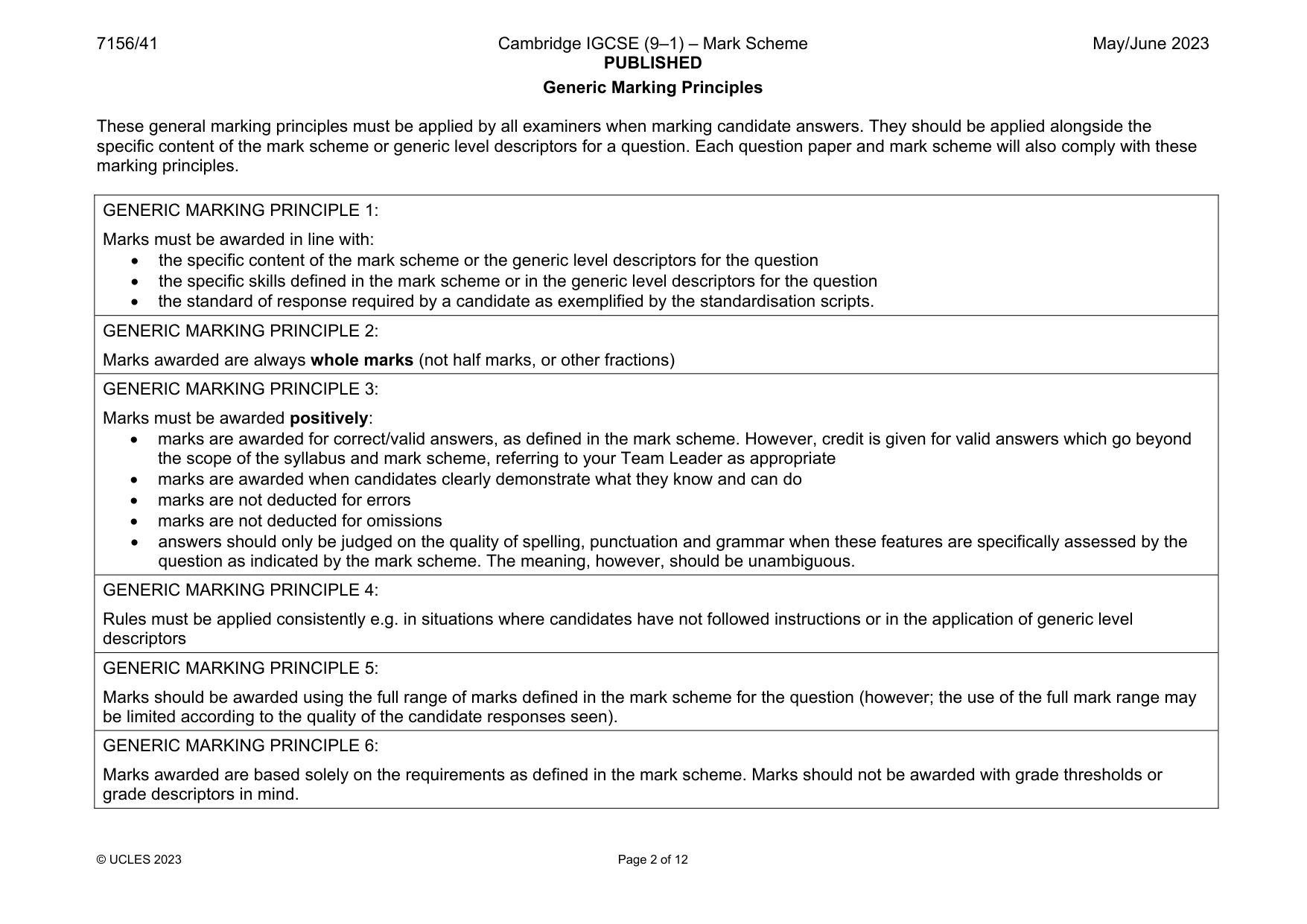 Mark scheme, page 2 of 12