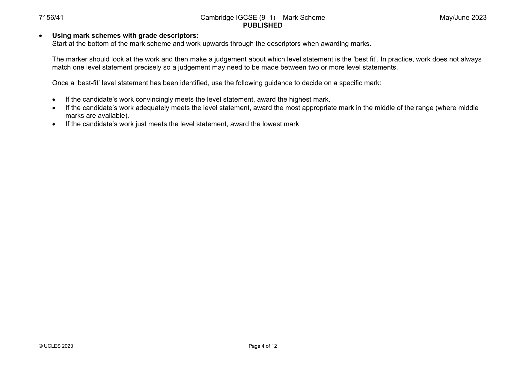 Mark scheme, page 4 of 12