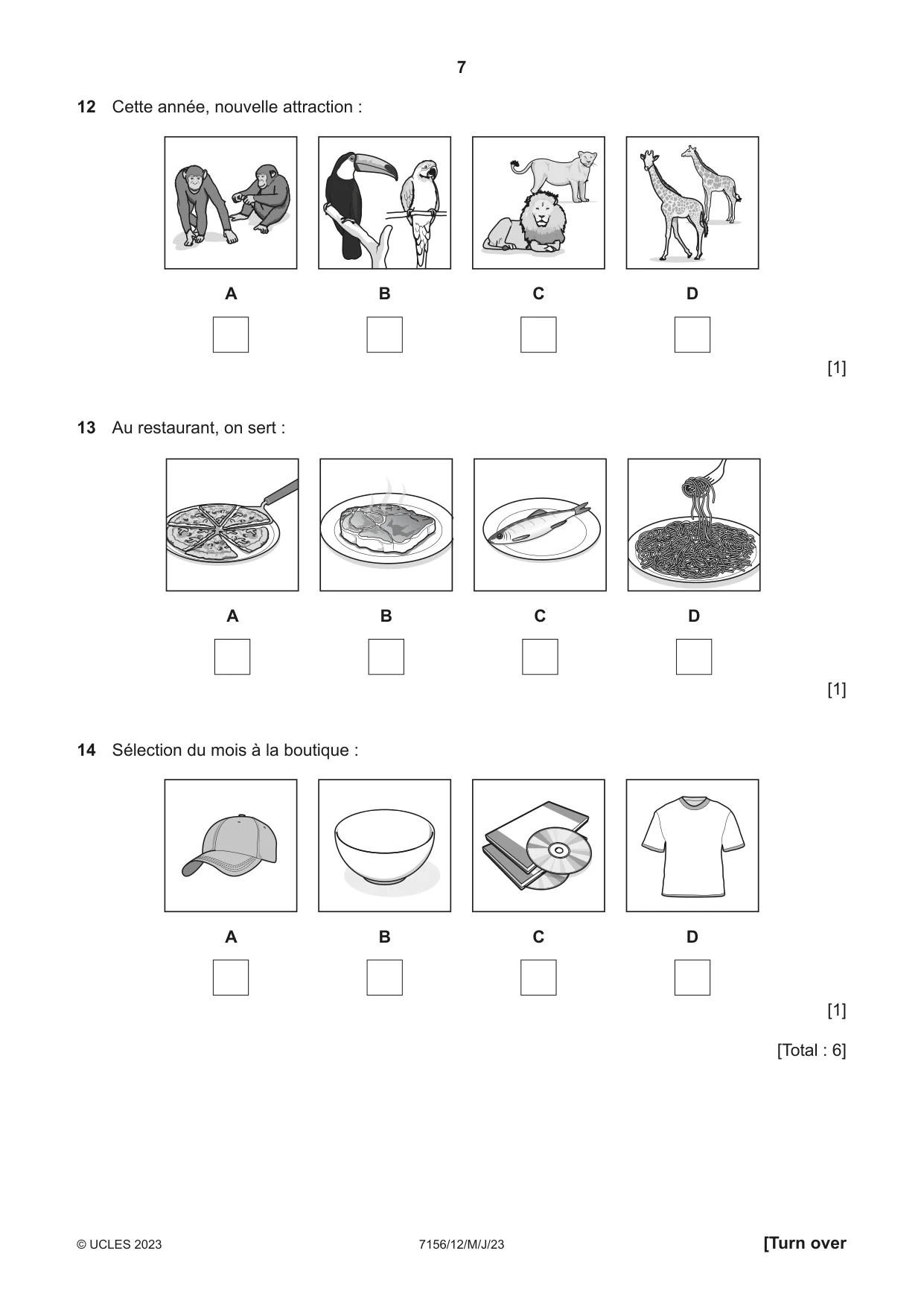 Cambridge IGCSE French (9-1) 7156 2023 May/June Paper 1 · Variant 2 question paper, page 7 of 16