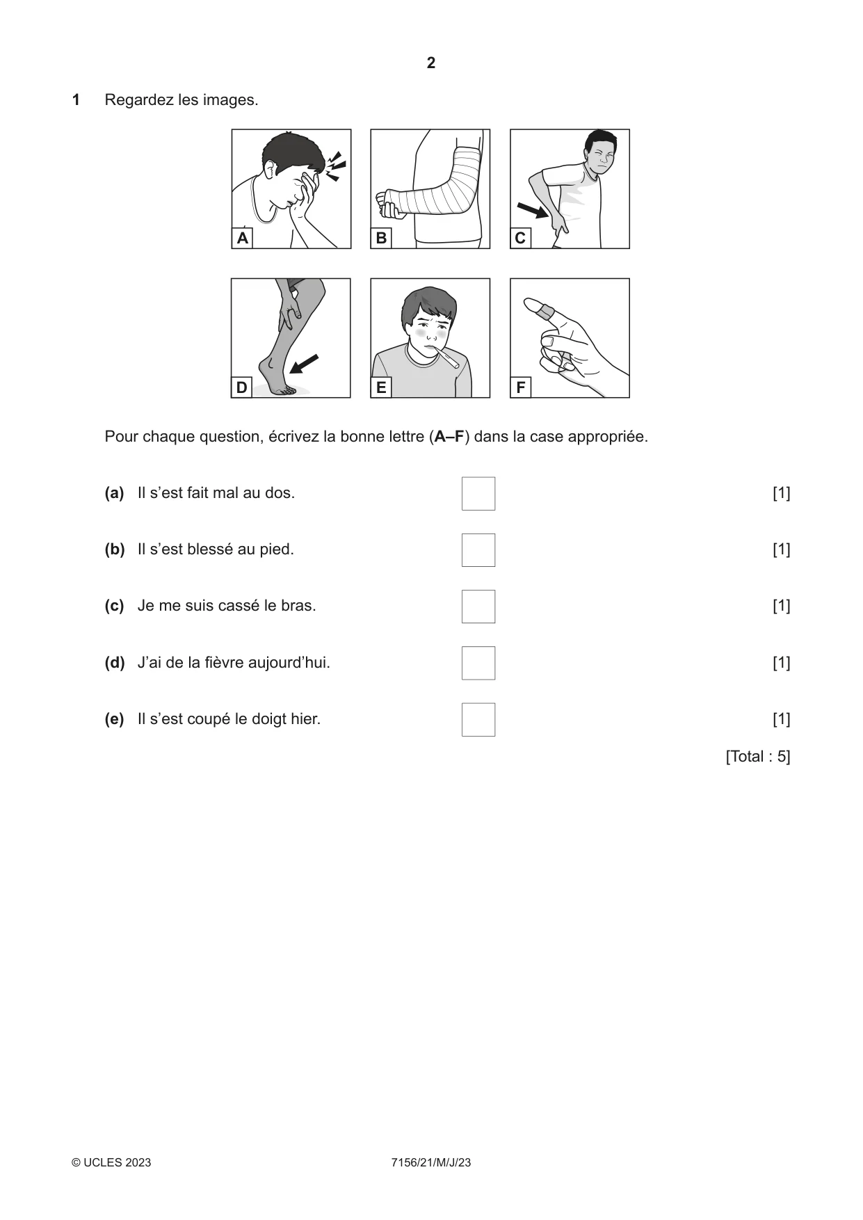Cambridge IGCSE French (9-1) 7156 2023 May/June Paper 2 · Variant 1 question paper, page 2 of 12