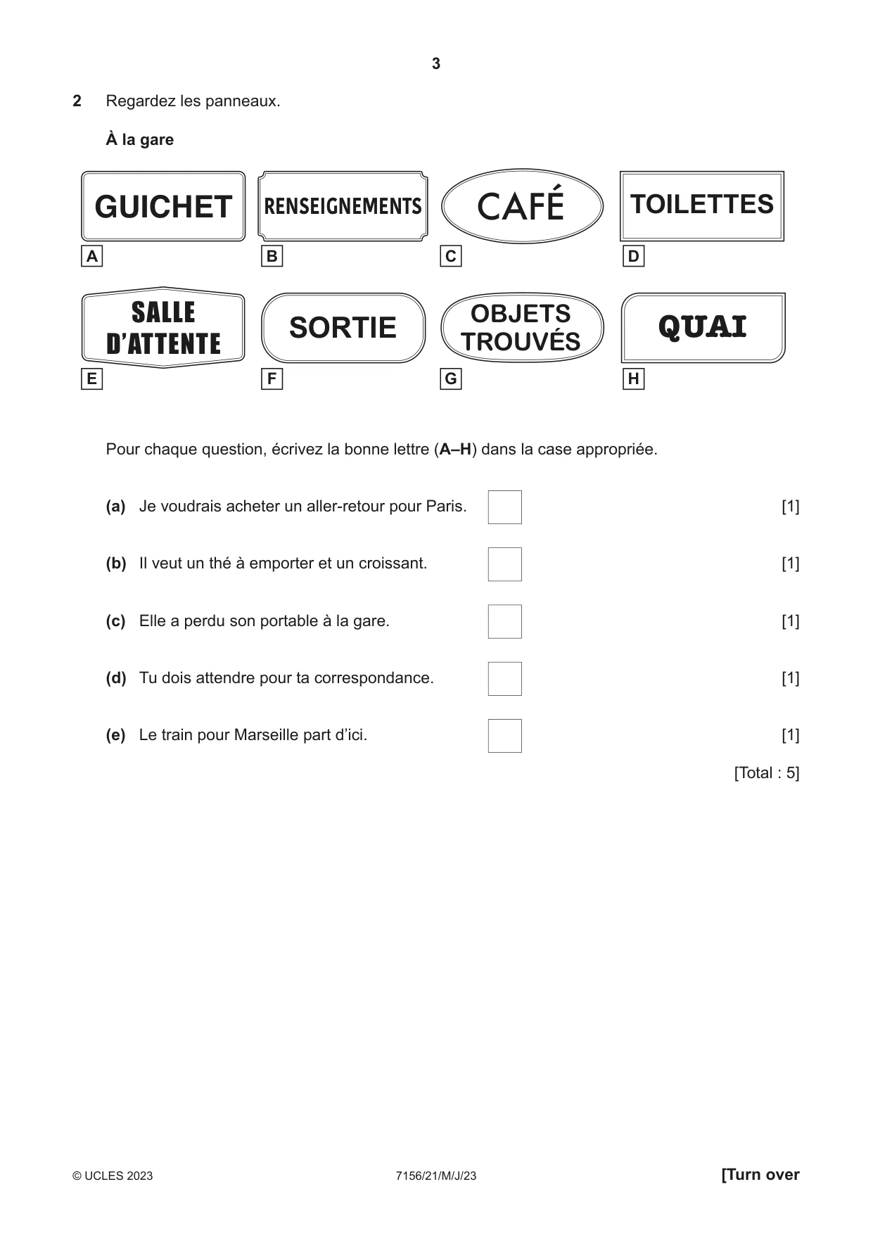 Cambridge IGCSE French (9-1) 7156 2023 May/June Paper 2 · Variant 1 question paper, page 3 of 12