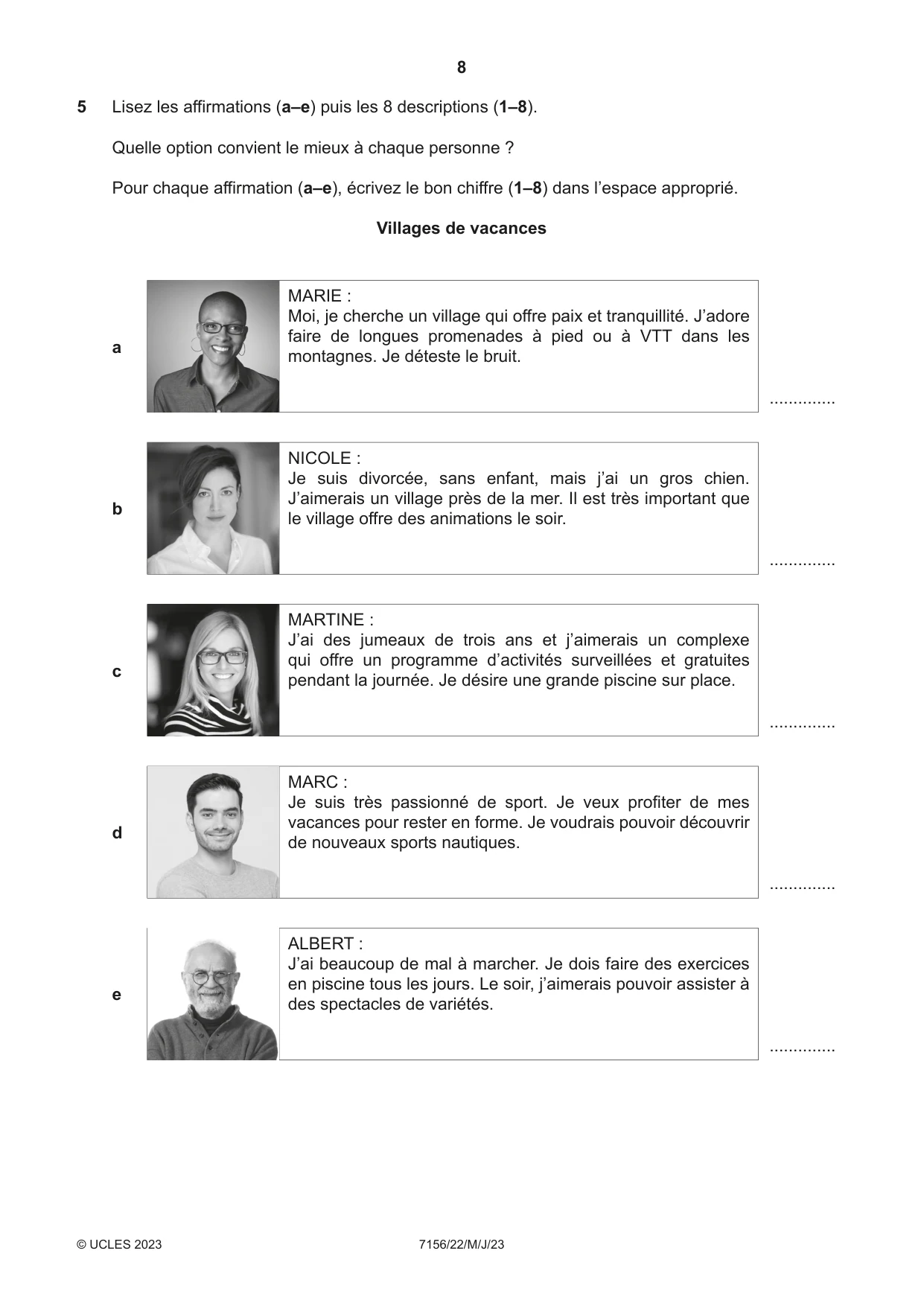 Cambridge IGCSE French (9-1) 7156 2023 May/June Paper 2 · Variant 2 question paper, page 8 of 12