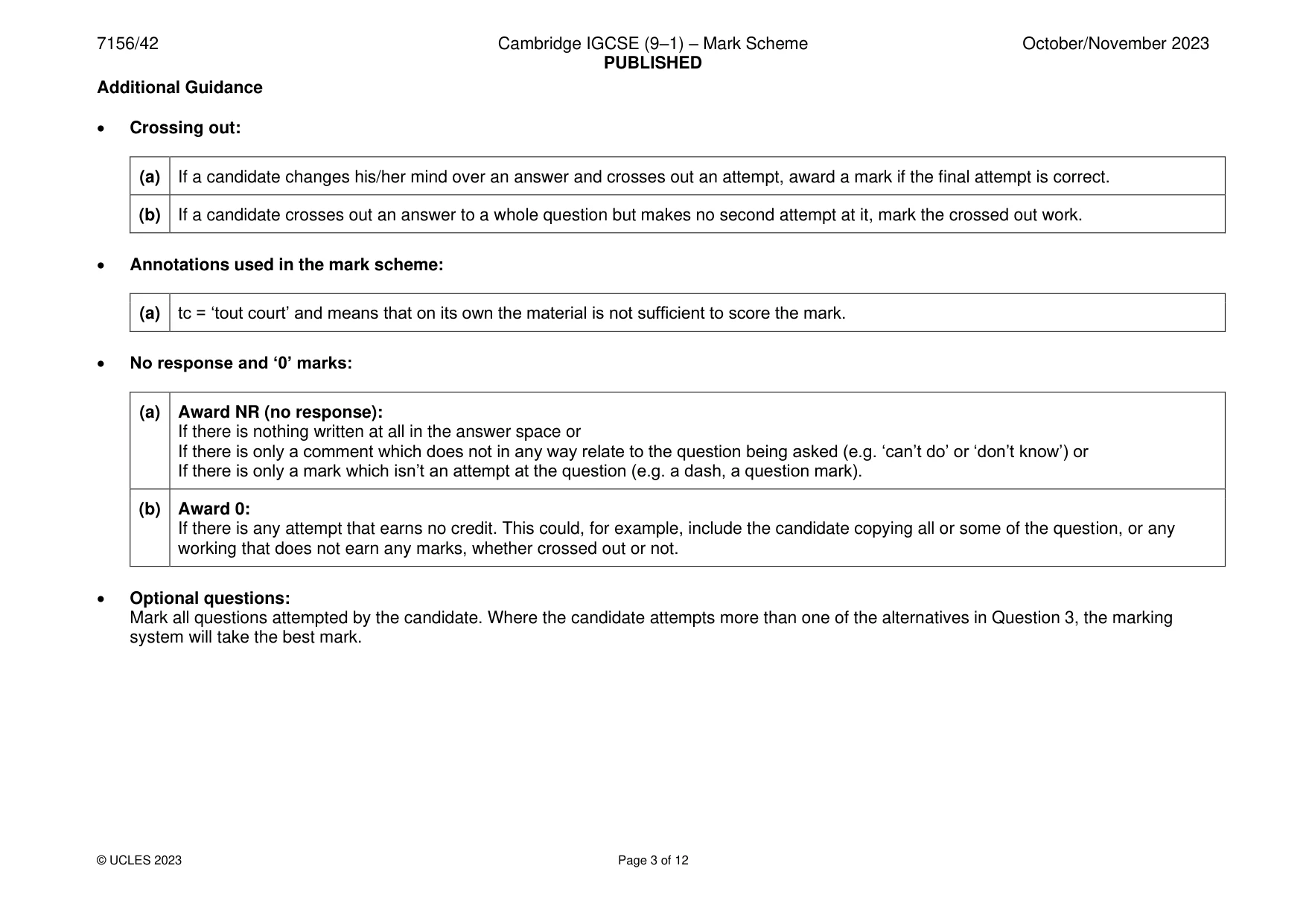 Mark scheme, page 3 of 12