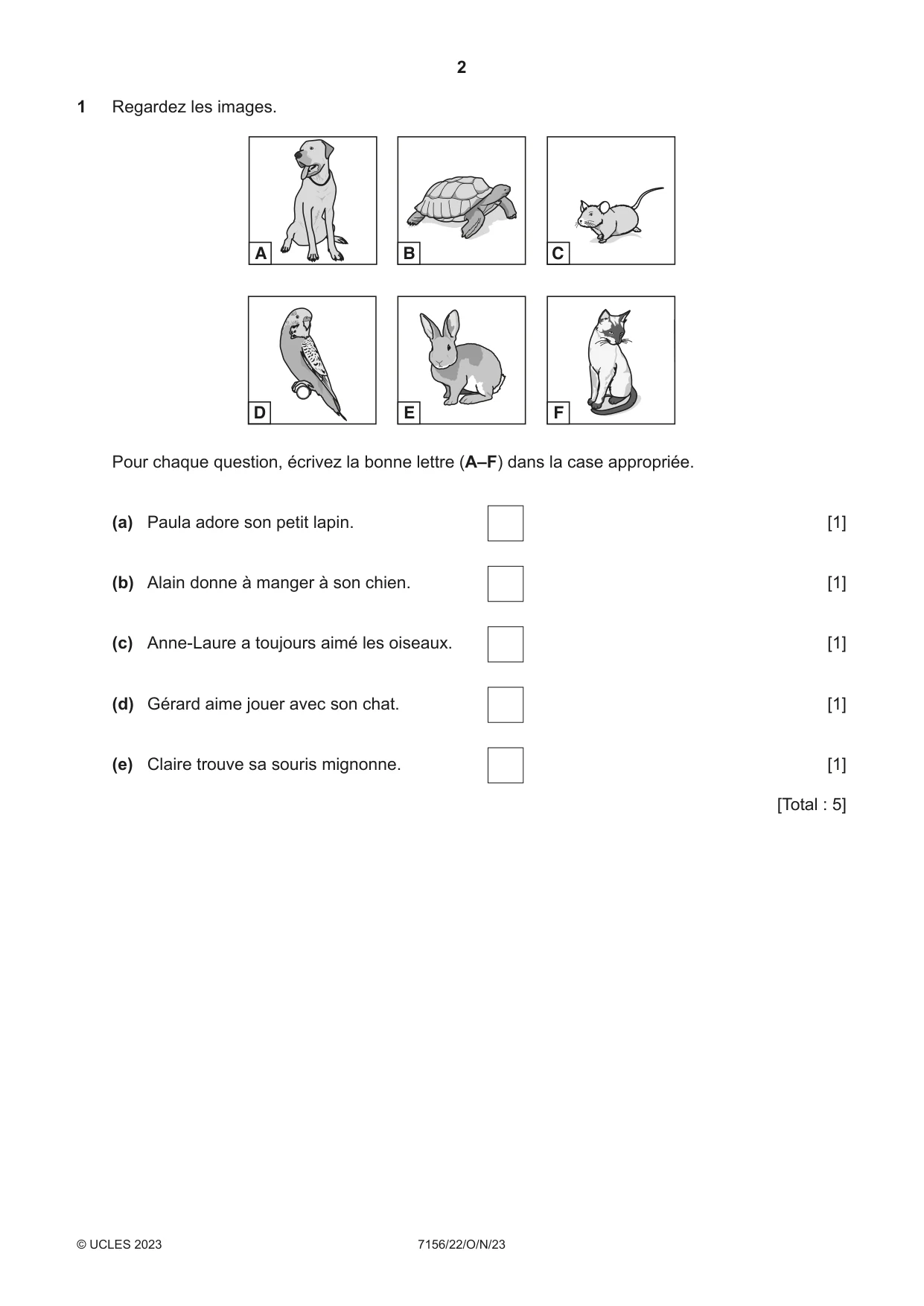 Cambridge IGCSE French (9-1) 7156 2023 Oct/Nov Paper 2 · Variant 2 question paper, page 2 of 12