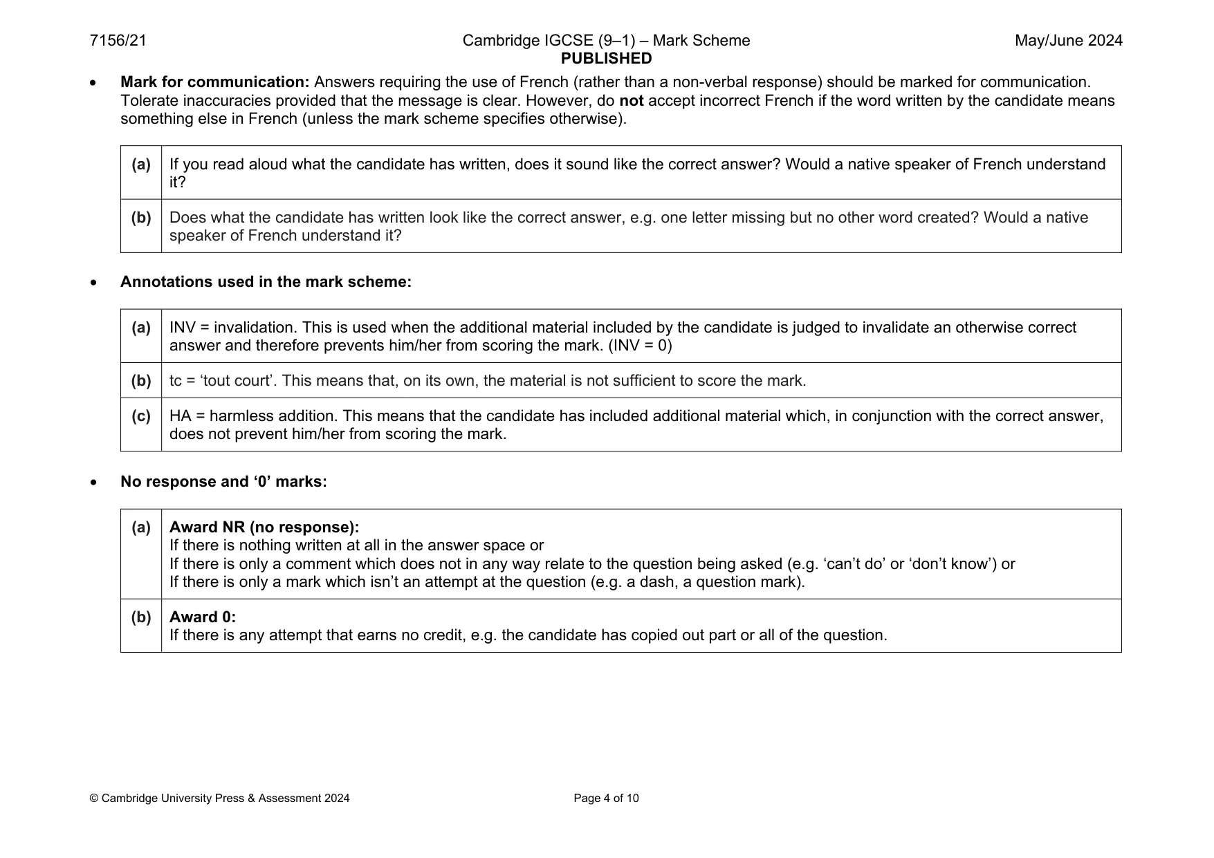 Mark scheme, page 4 of 10