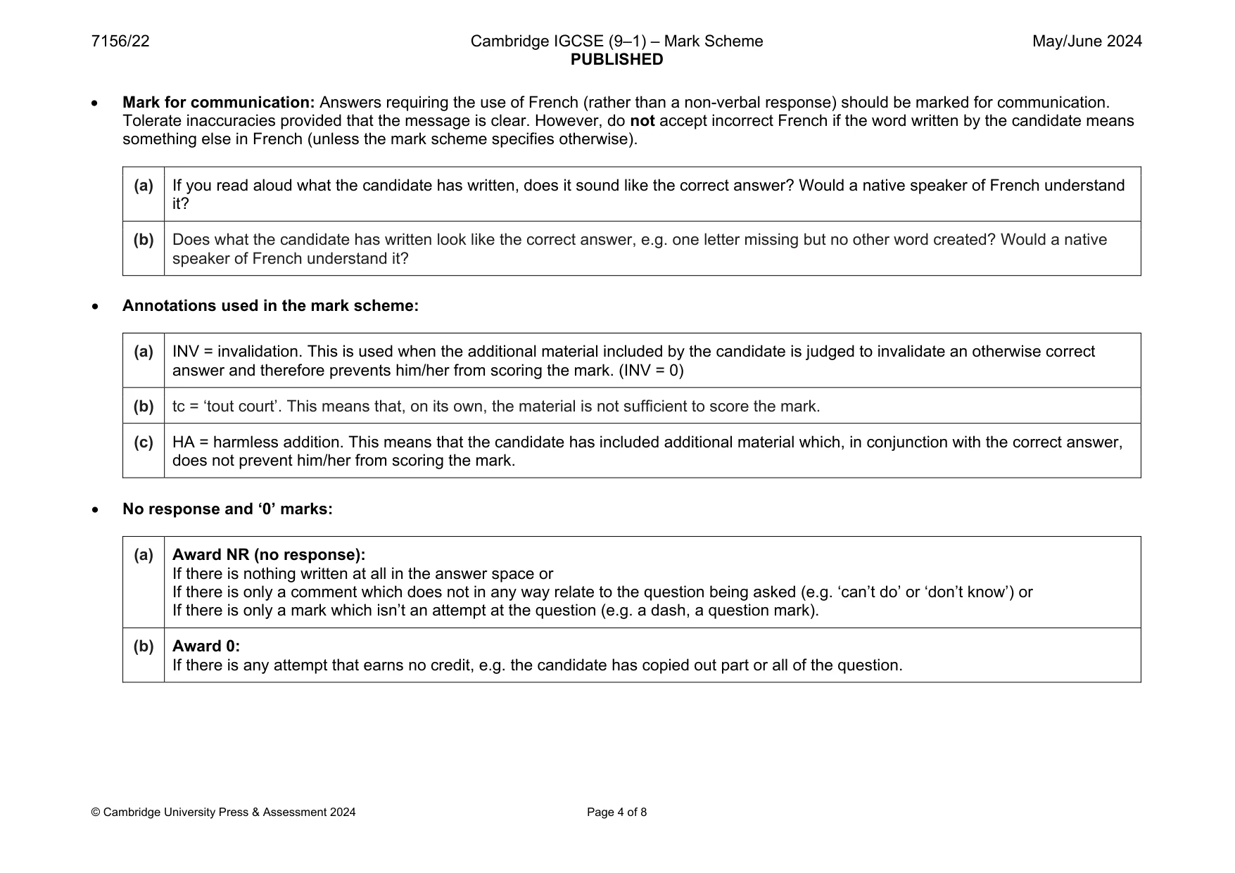 Mark scheme, page 4 of 8