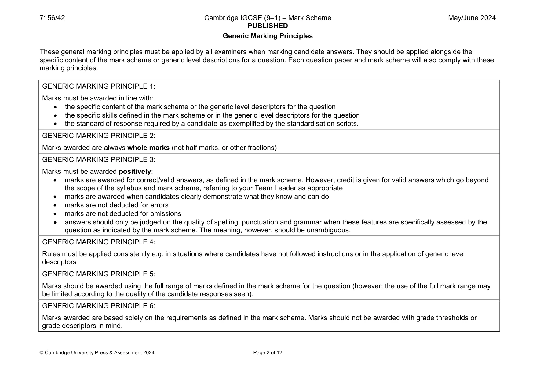 Mark scheme, page 2 of 12