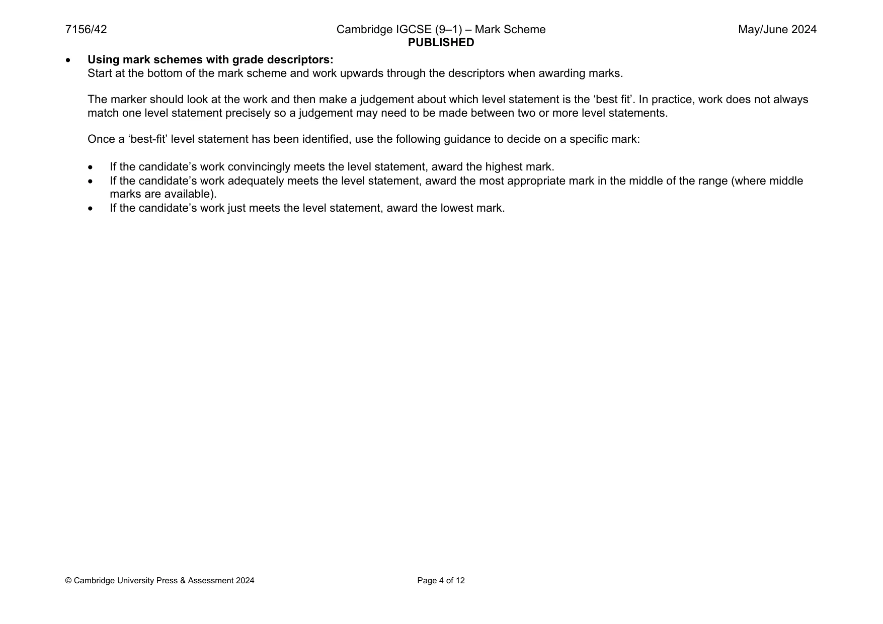 Mark scheme, page 4 of 12