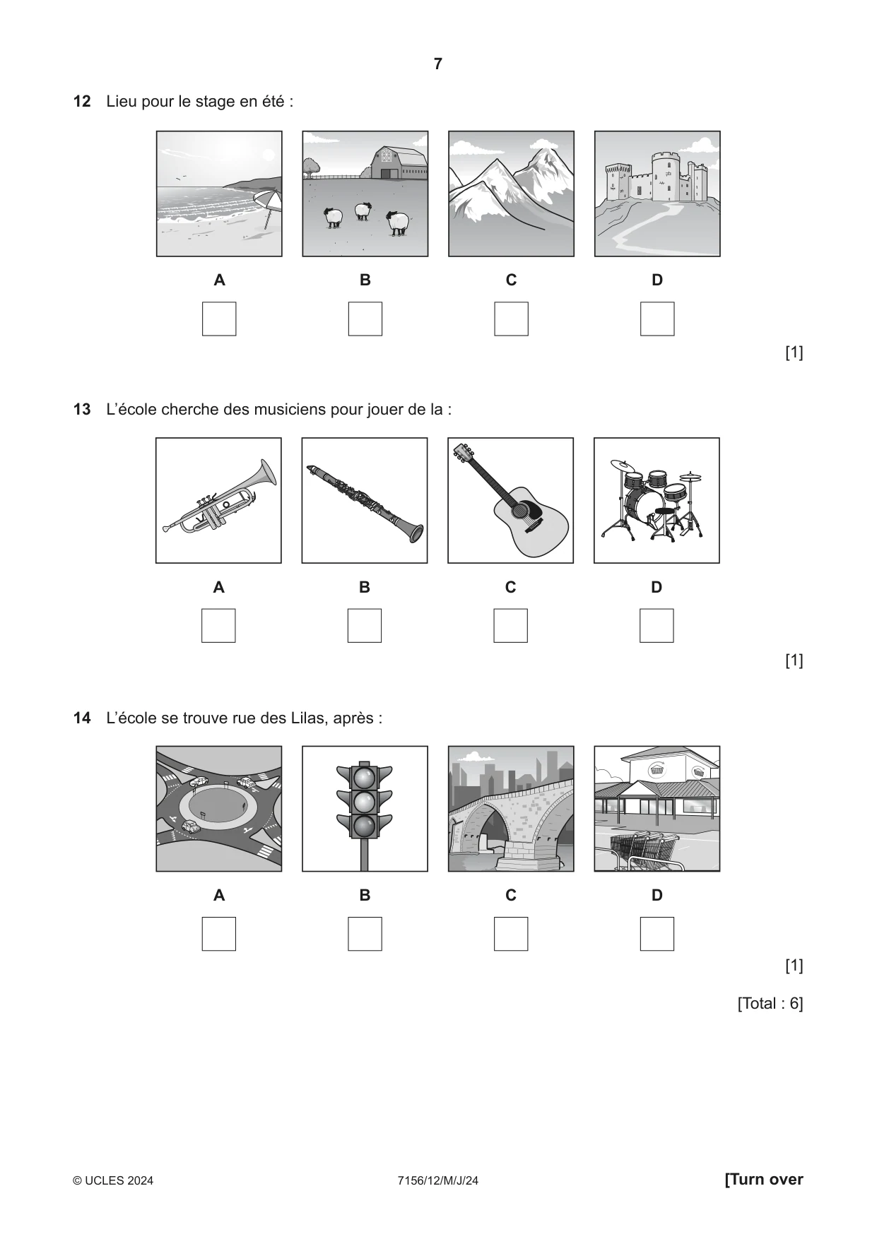 Cambridge IGCSE French (9-1) 7156 2024 May/June Paper 1 · Variant 2 question paper, page 7 of 16