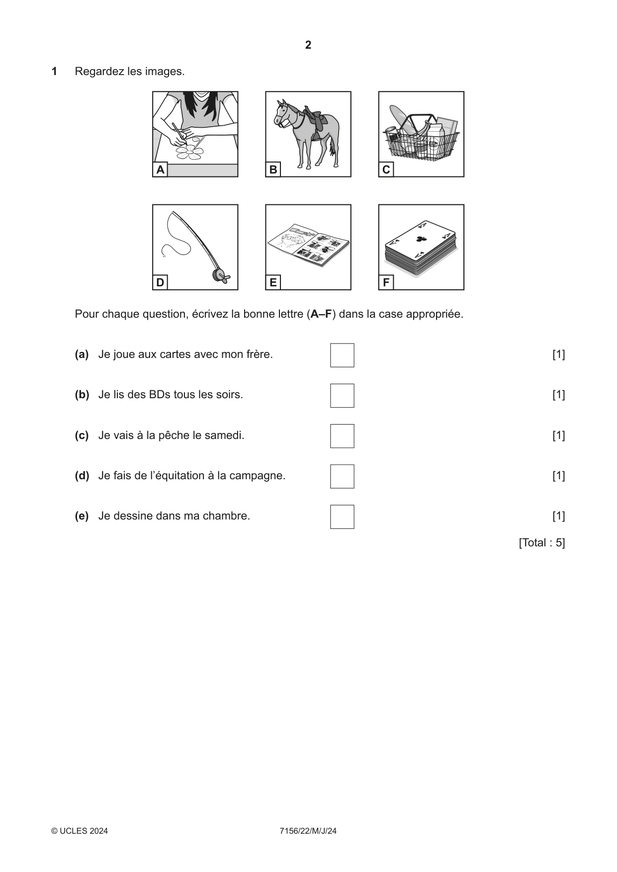 Cambridge IGCSE French (9-1) 7156 2024 May/June Paper 2 · Variant 2 question paper, page 2 of 12