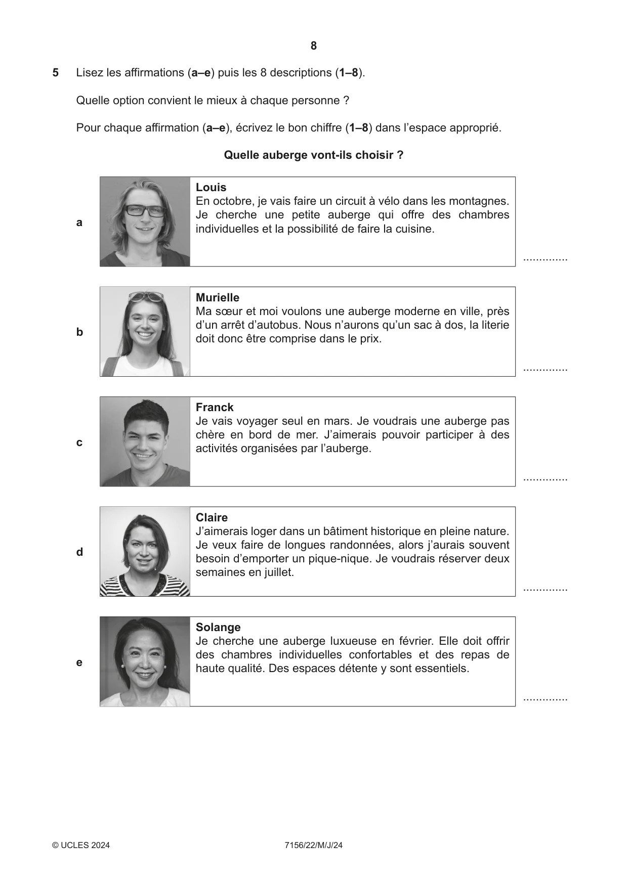 Cambridge IGCSE French (9-1) 7156 2024 May/June Paper 2 · Variant 2 question paper, page 8 of 12