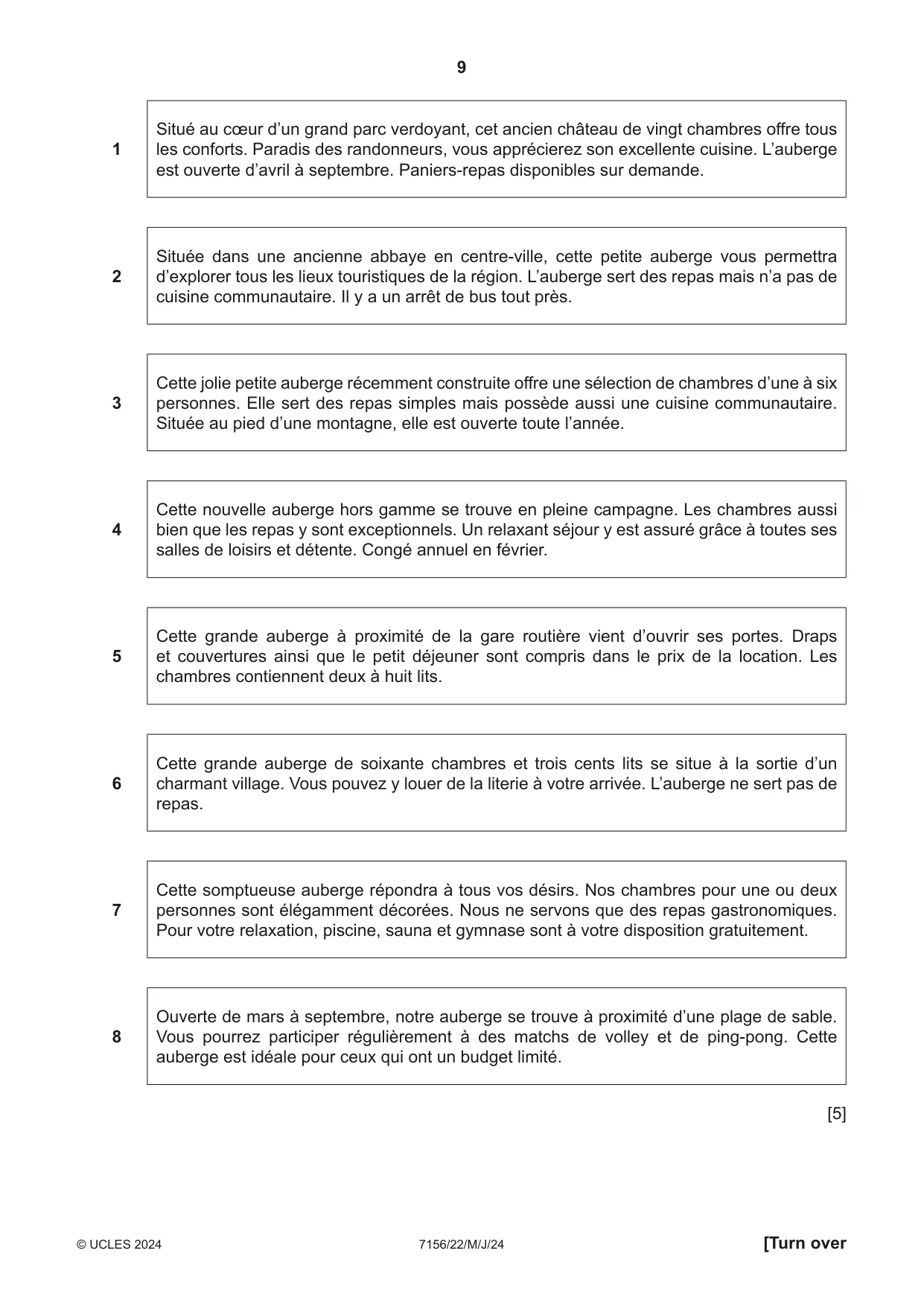 Cambridge IGCSE French (9-1) 7156 2024 May/June Paper 2 · Variant 2 question paper, page 9 of 12