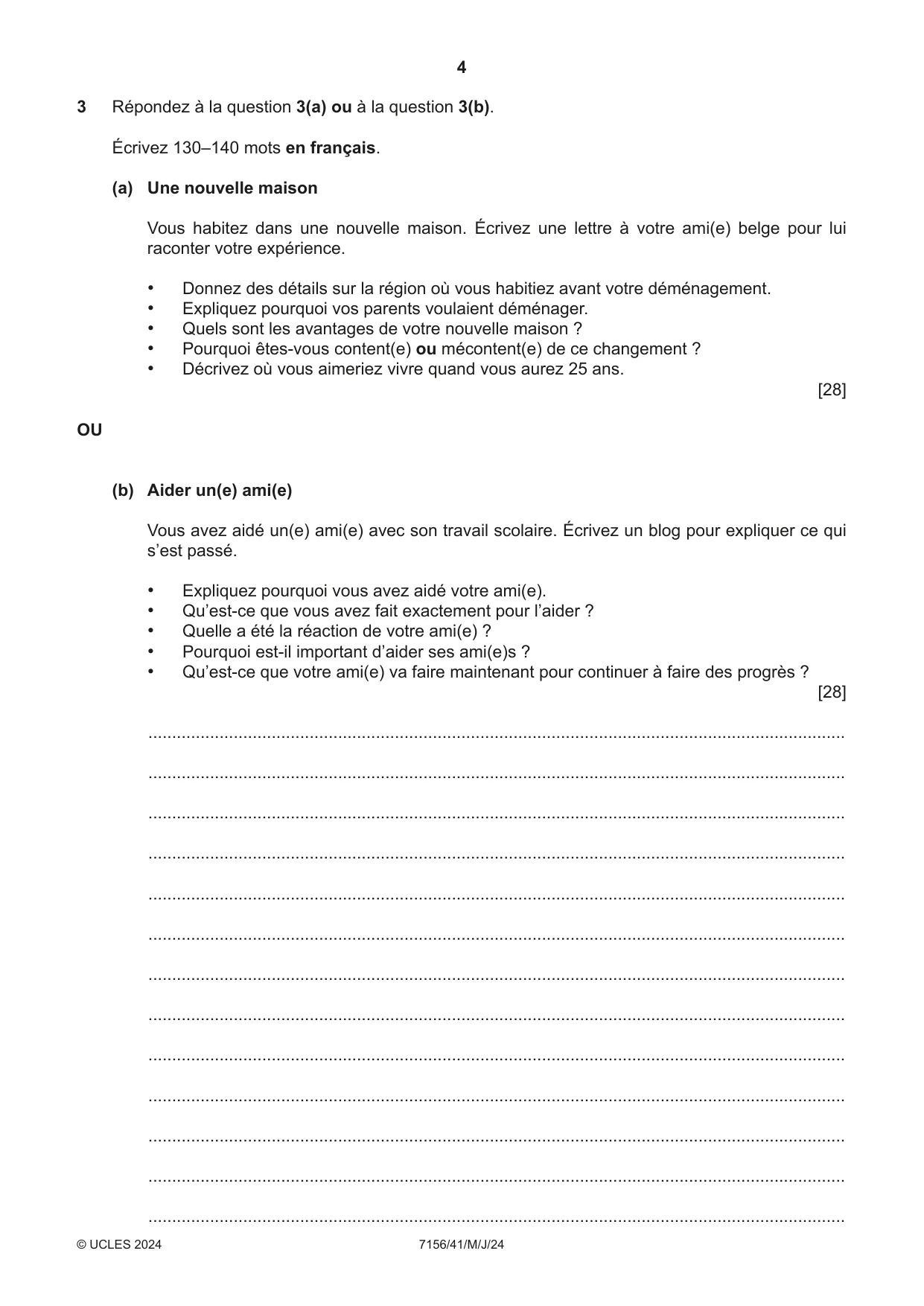 Cambridge IGCSE French (9-1) 7156 2024 May/June Paper 4 · Variant 1 question paper, page 4 of 8