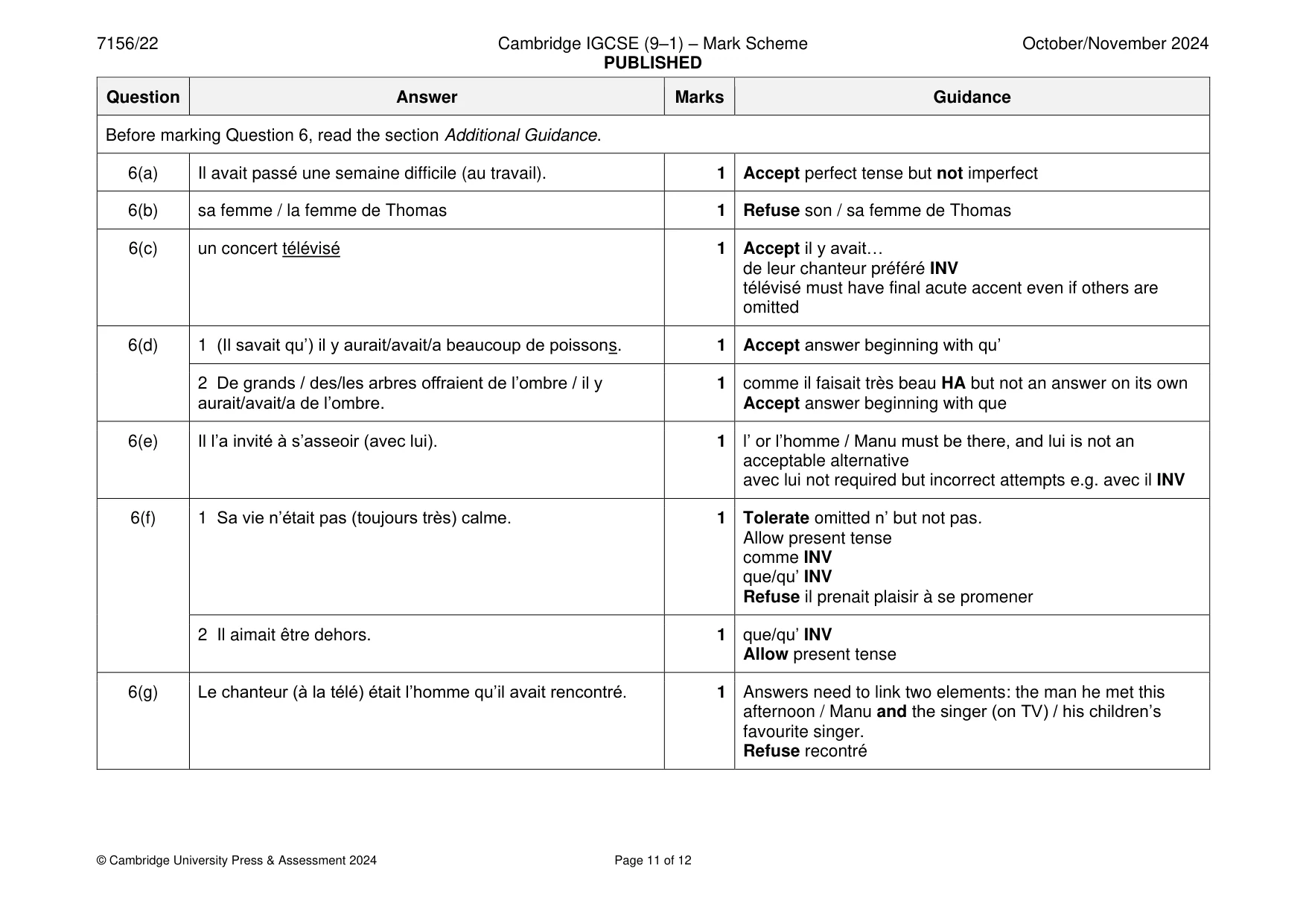 Mark scheme, page 11 of 12