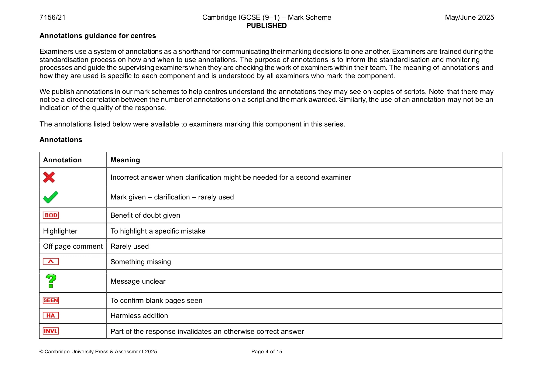 Mark scheme, page 4 of 15