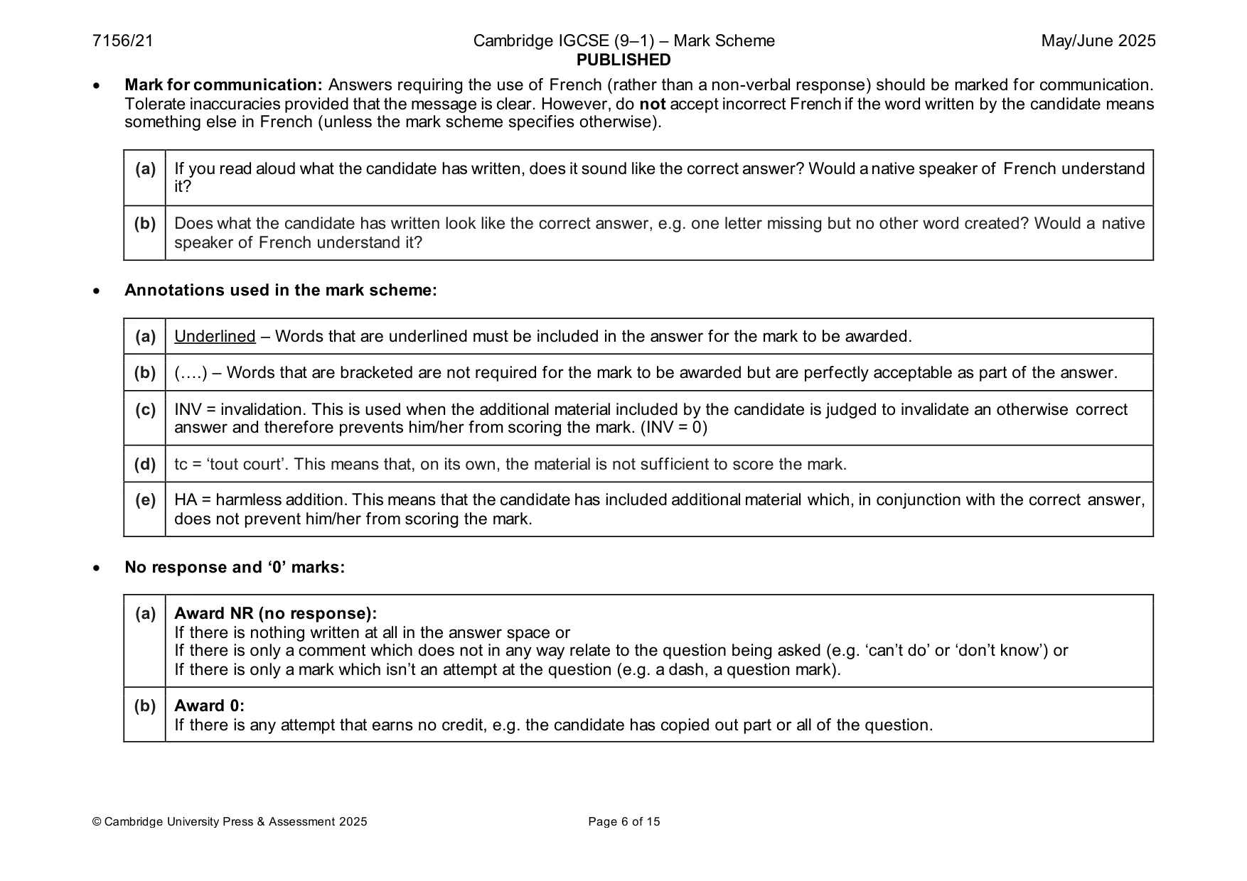 Mark scheme, page 6 of 15