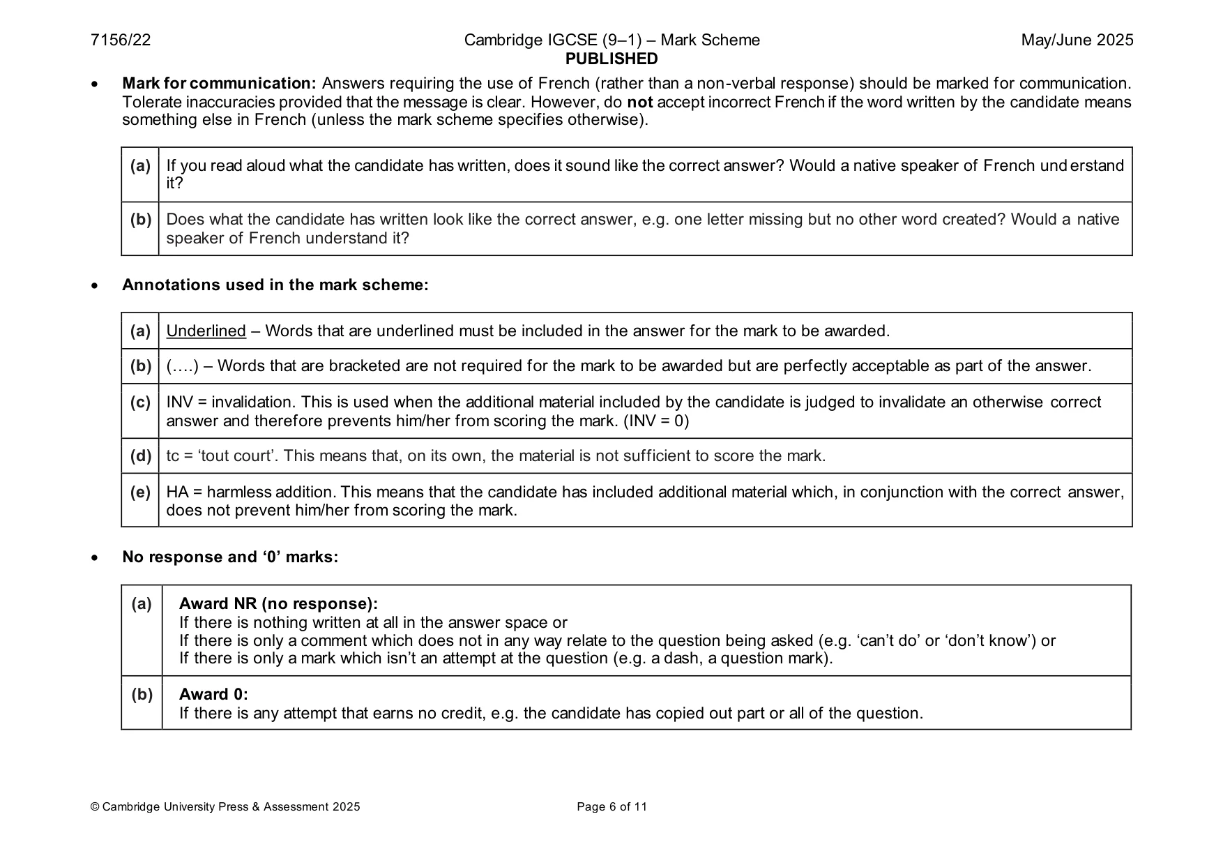 Mark scheme, page 6 of 11