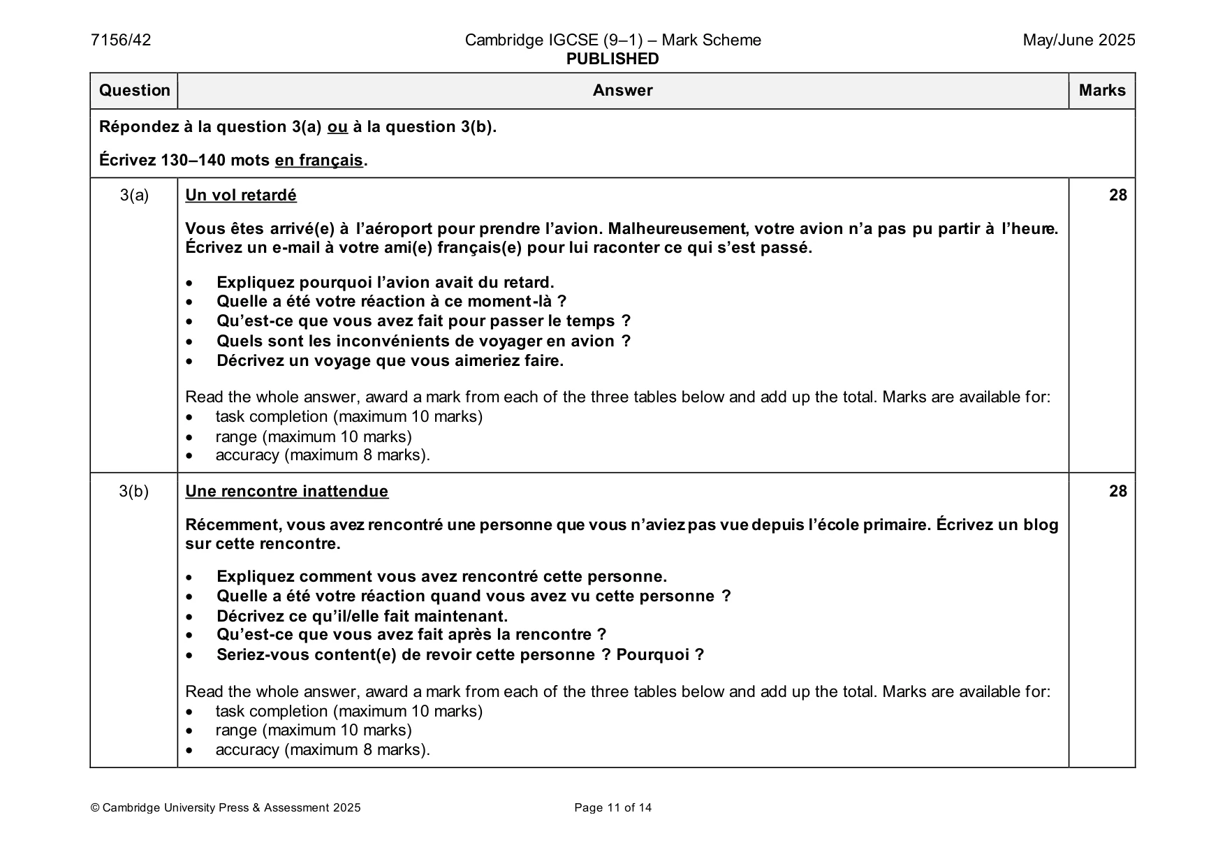 Mark scheme, page 11 of 14