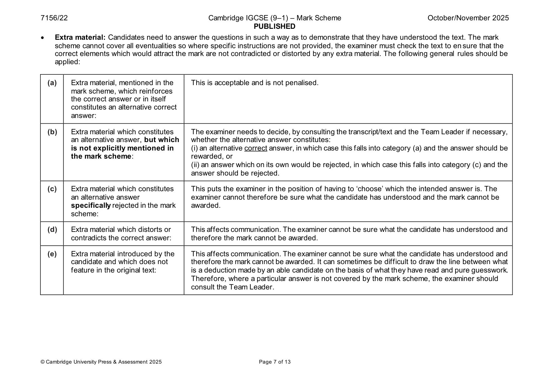 Mark scheme, page 7 of 13