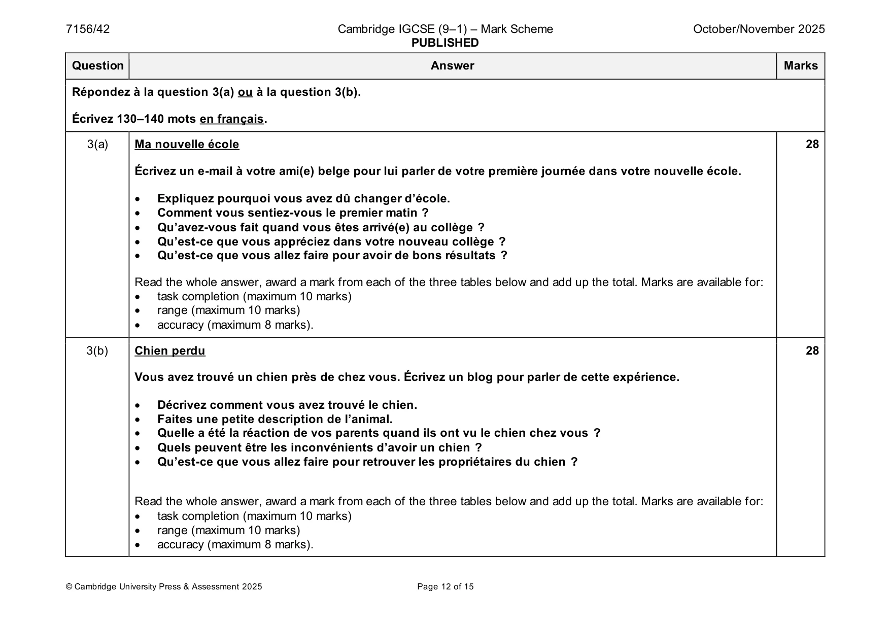 Mark scheme, page 12 of 15