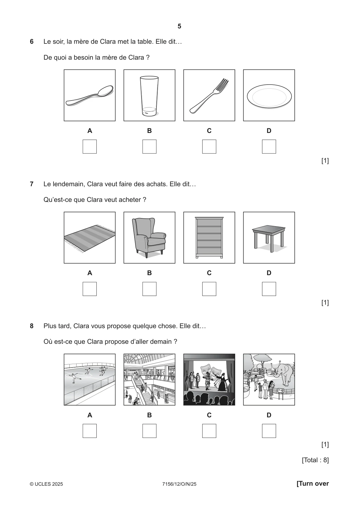 Cambridge IGCSE French (9-1) 7156 2025 Oct/Nov Paper 1 · Variant 2 question paper, page 5 of 16