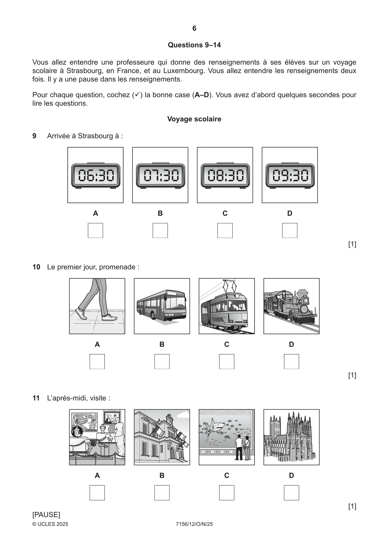 Cambridge IGCSE French (9-1) 7156 2025 Oct/Nov Paper 1 · Variant 2 question paper, page 6 of 16