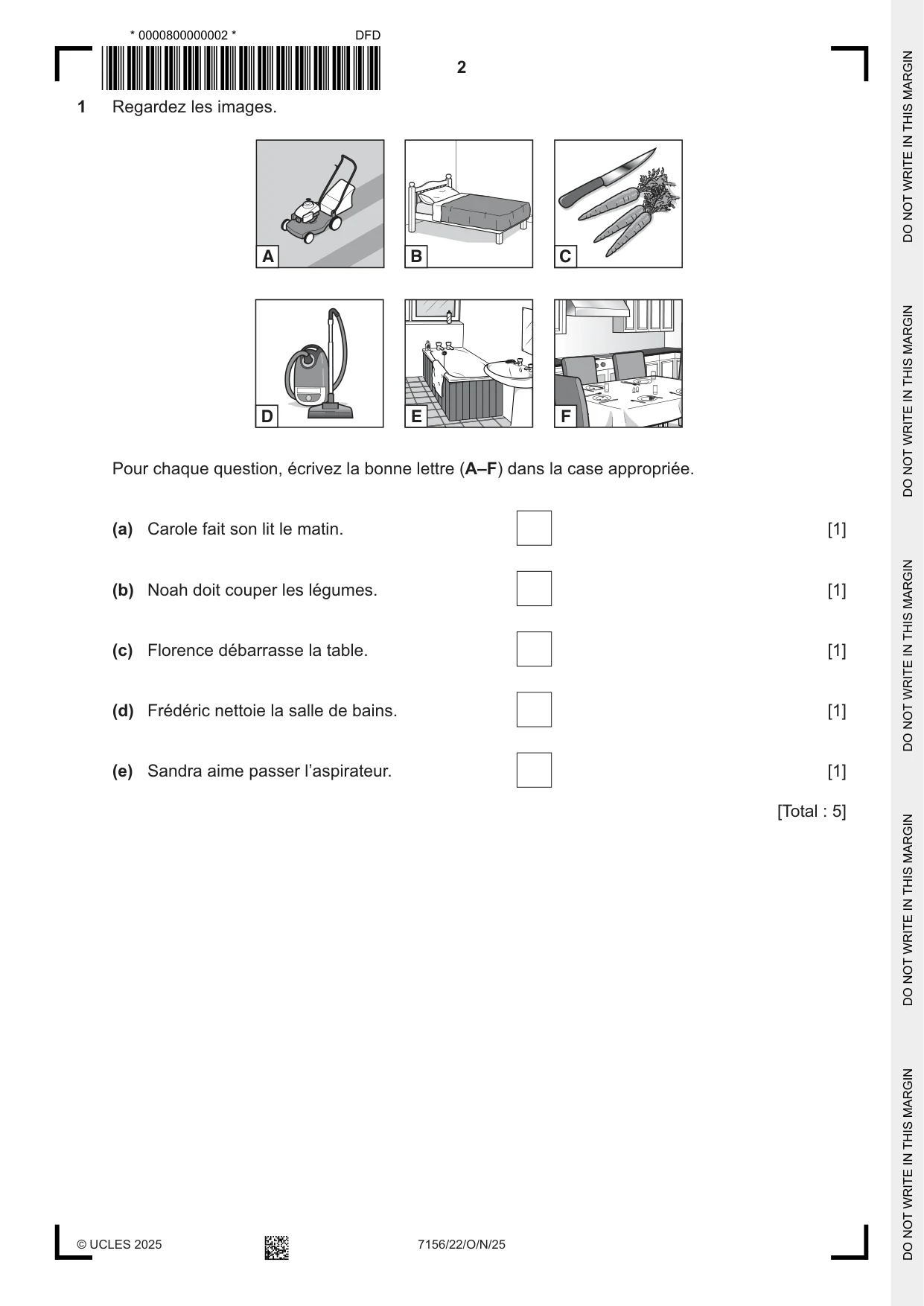 Cambridge IGCSE French (9-1) 7156 2025 Oct/Nov Paper 2 · Variant 2 question paper, page 2 of 12
