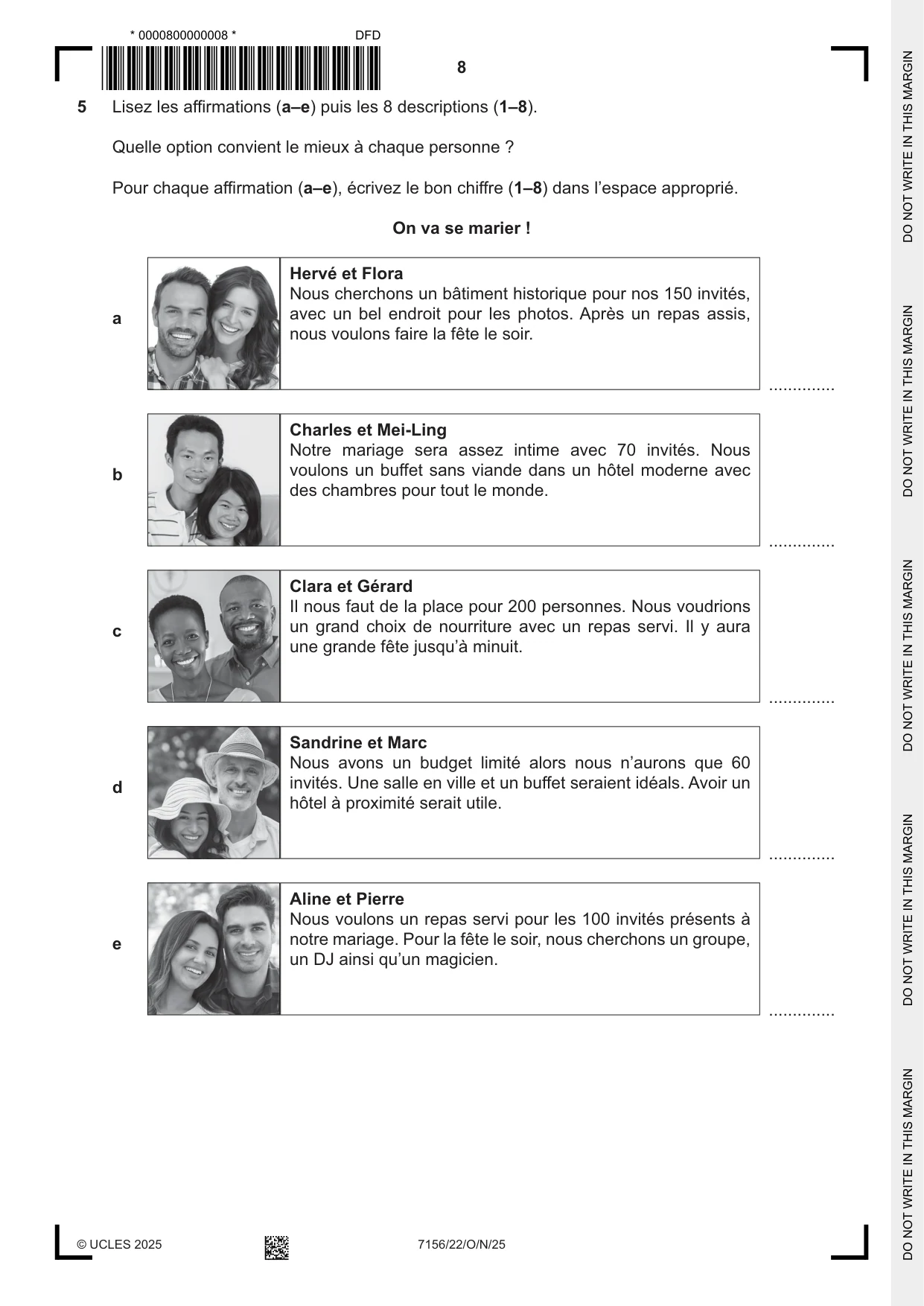 Cambridge IGCSE French (9-1) 7156 2025 Oct/Nov Paper 2 · Variant 2 question paper, page 8 of 12