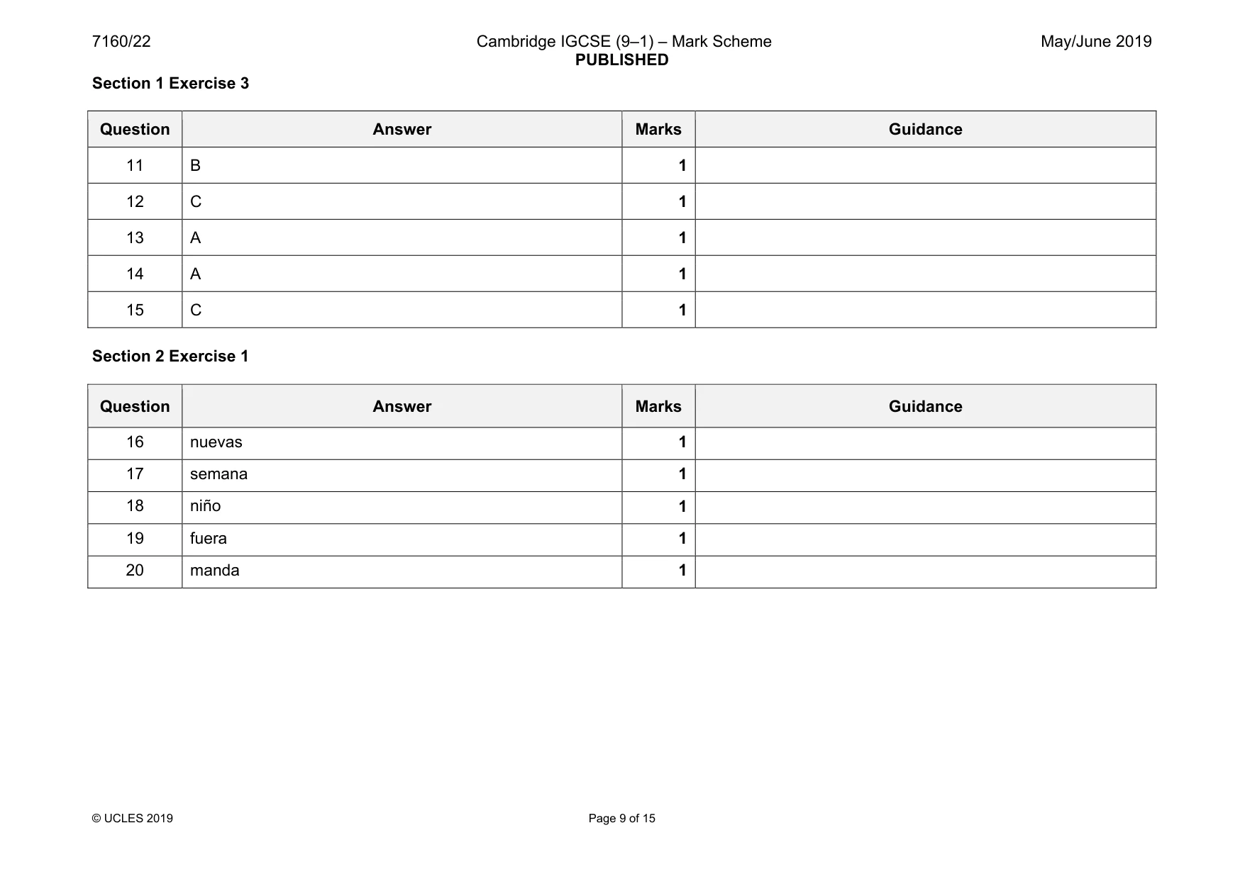Mark scheme, page 9 of 15