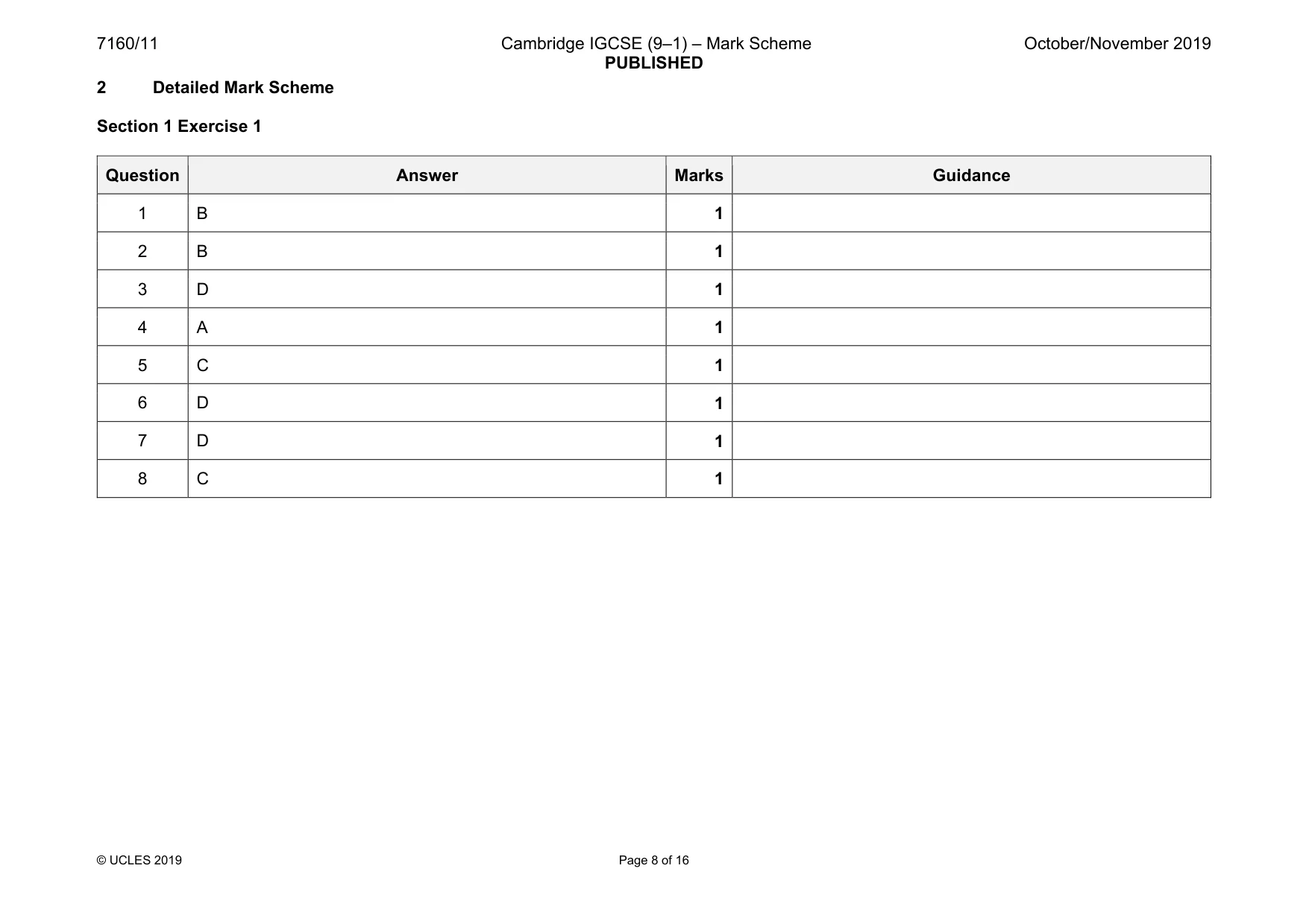 Mark scheme, page 8 of 16