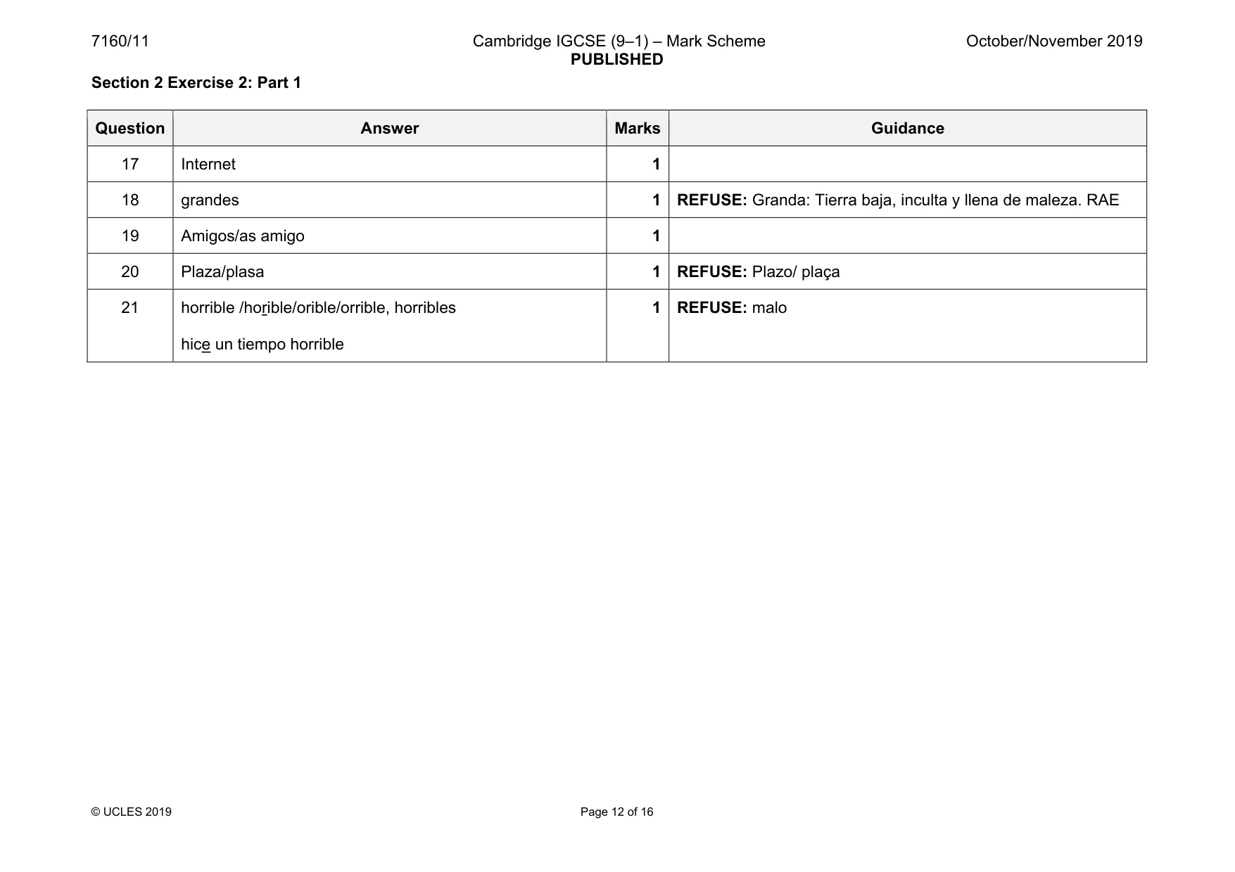 Mark scheme, page 12 of 16