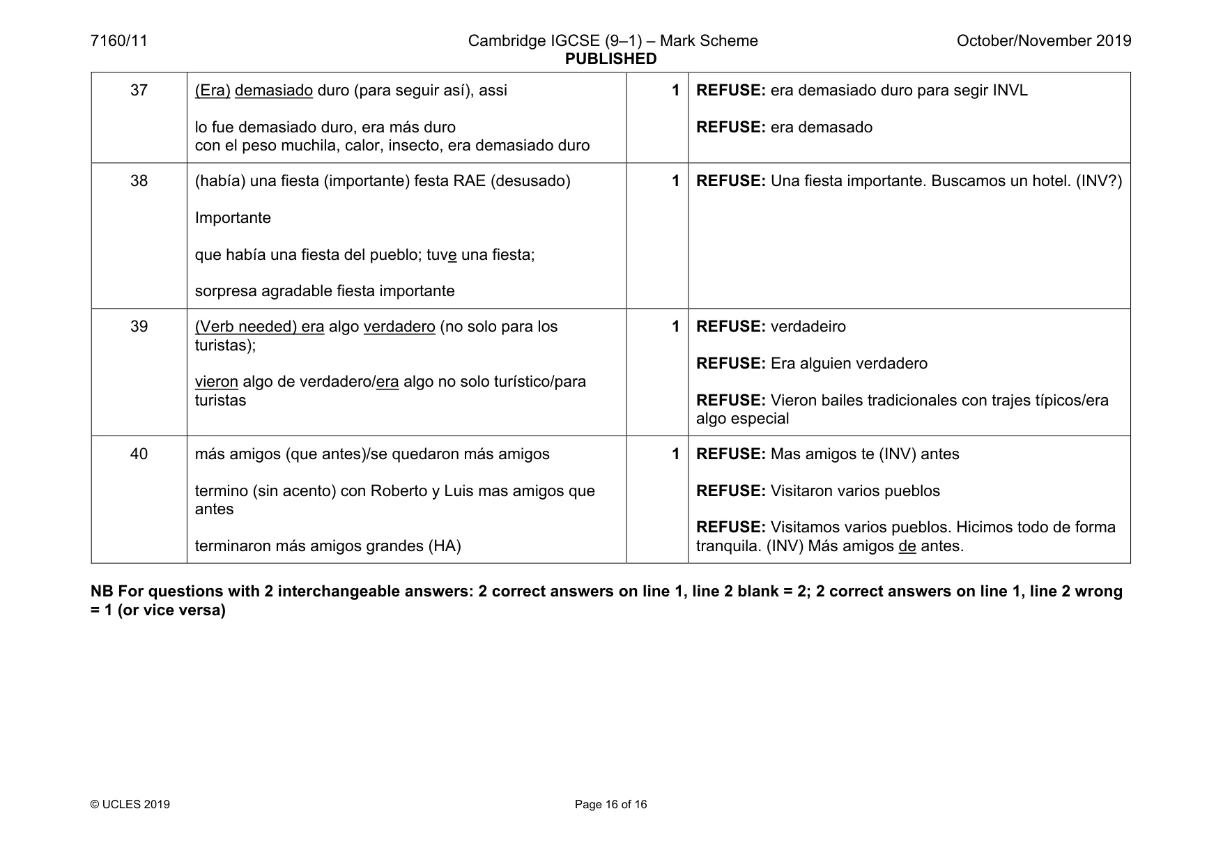 Mark scheme, page 16 of 16