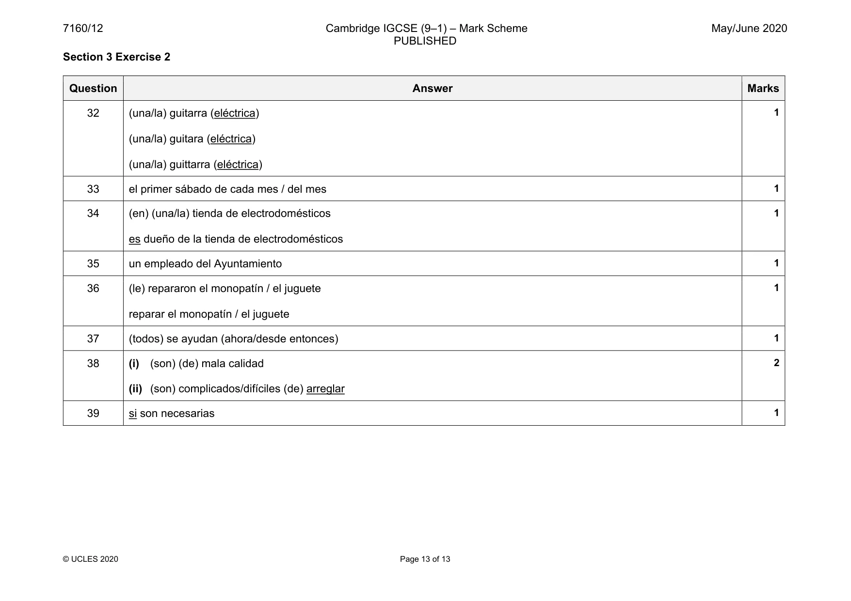 Mark scheme, page 13 of 13